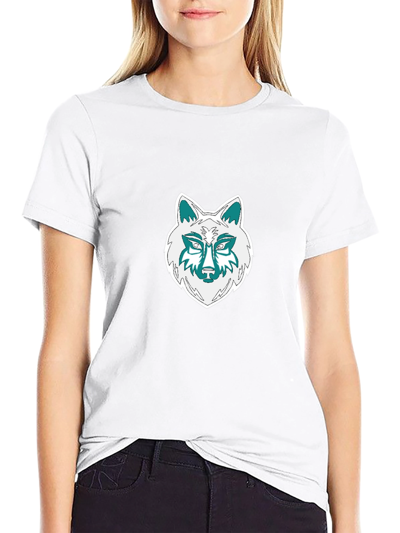 Wolf Graphic Tee - Black Cotton Blend T-Shirt