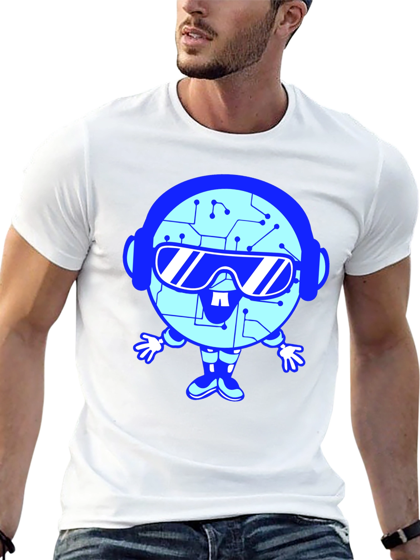 Tech Bot Graphic T-Shirt - Cool Geeky Style