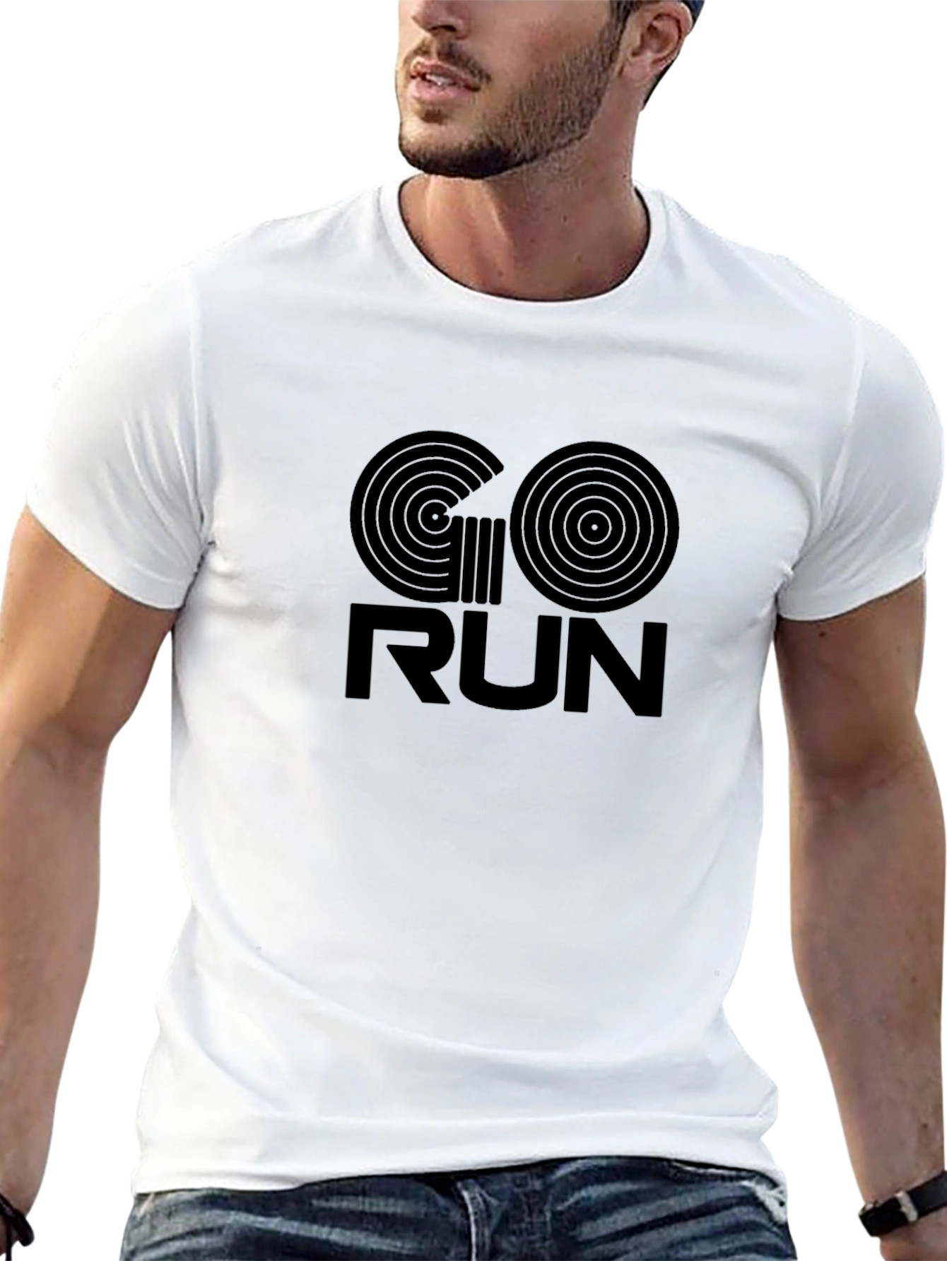 Go Run Graphic Tee - Black Cotton Blend