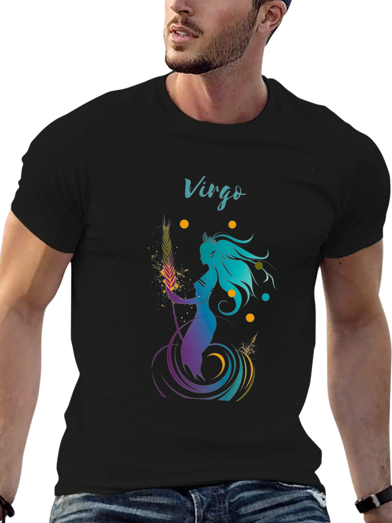 Virgo Zodiac Graphic T-Shirt - Black