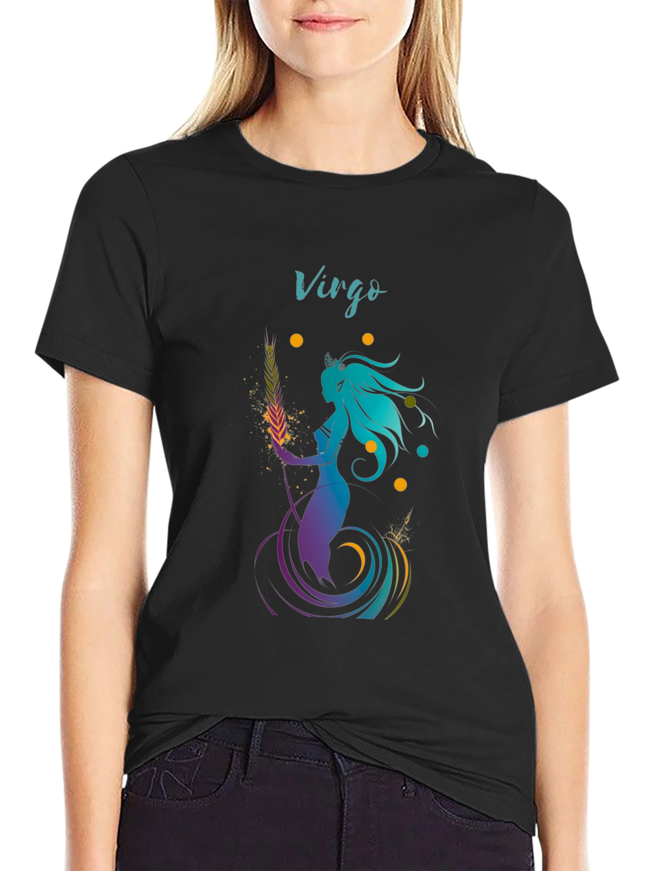 Virgo Zodiac Graphic T-Shirt - Black