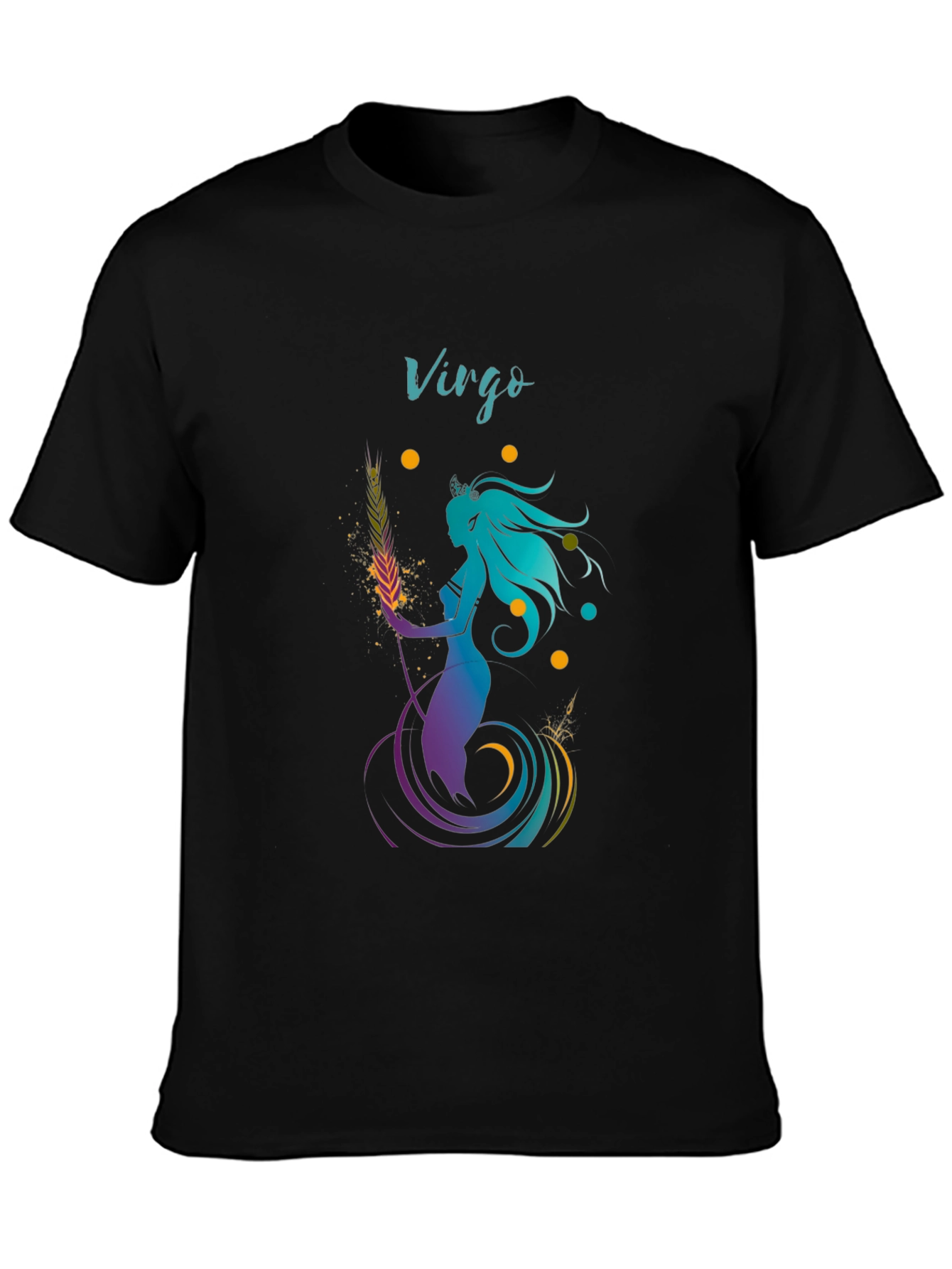 Virgo Zodiac Graphic T-Shirt - Black