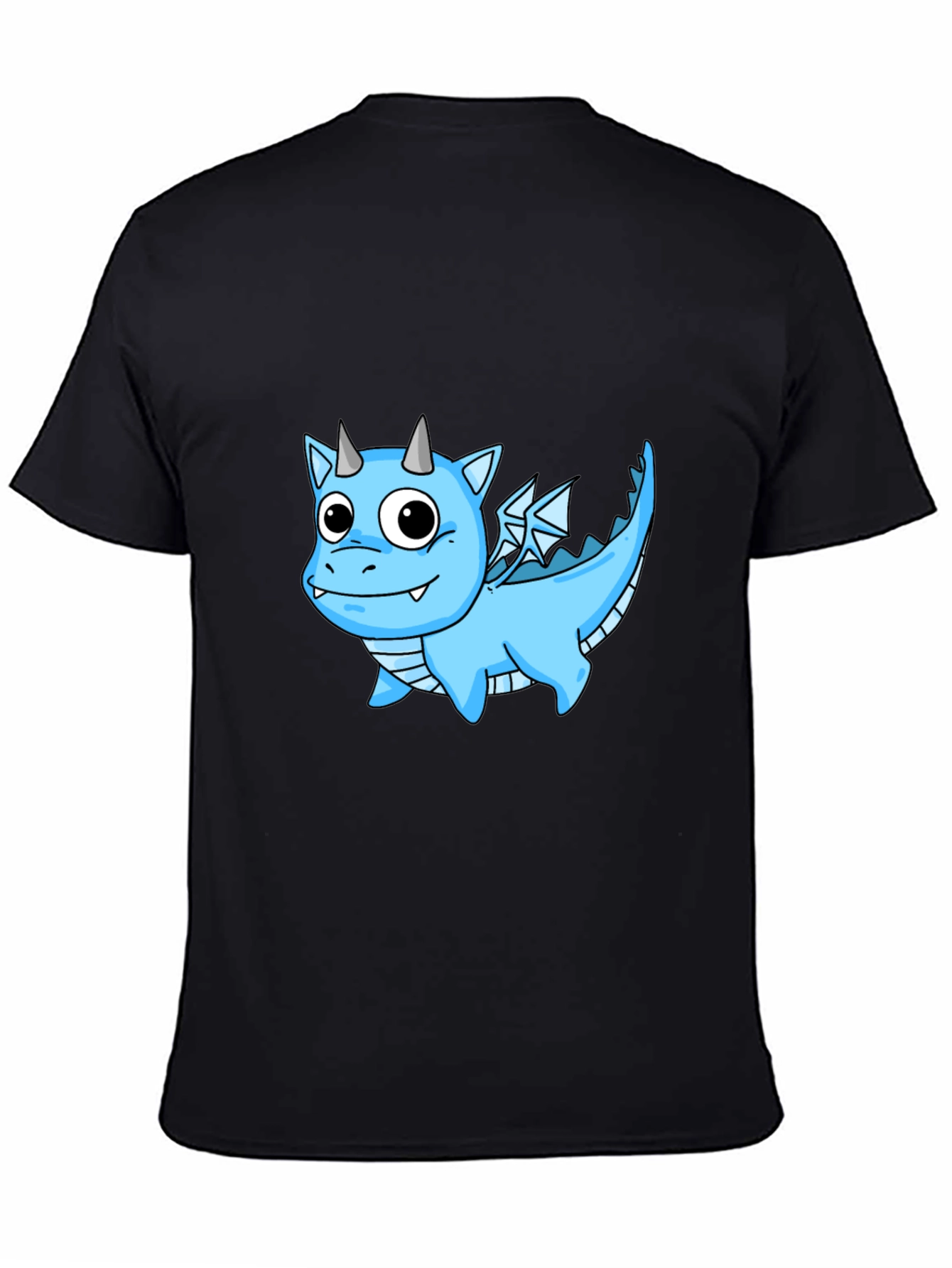 Cute Cartoon Dragon T-Shirt - Black Cotton Tee