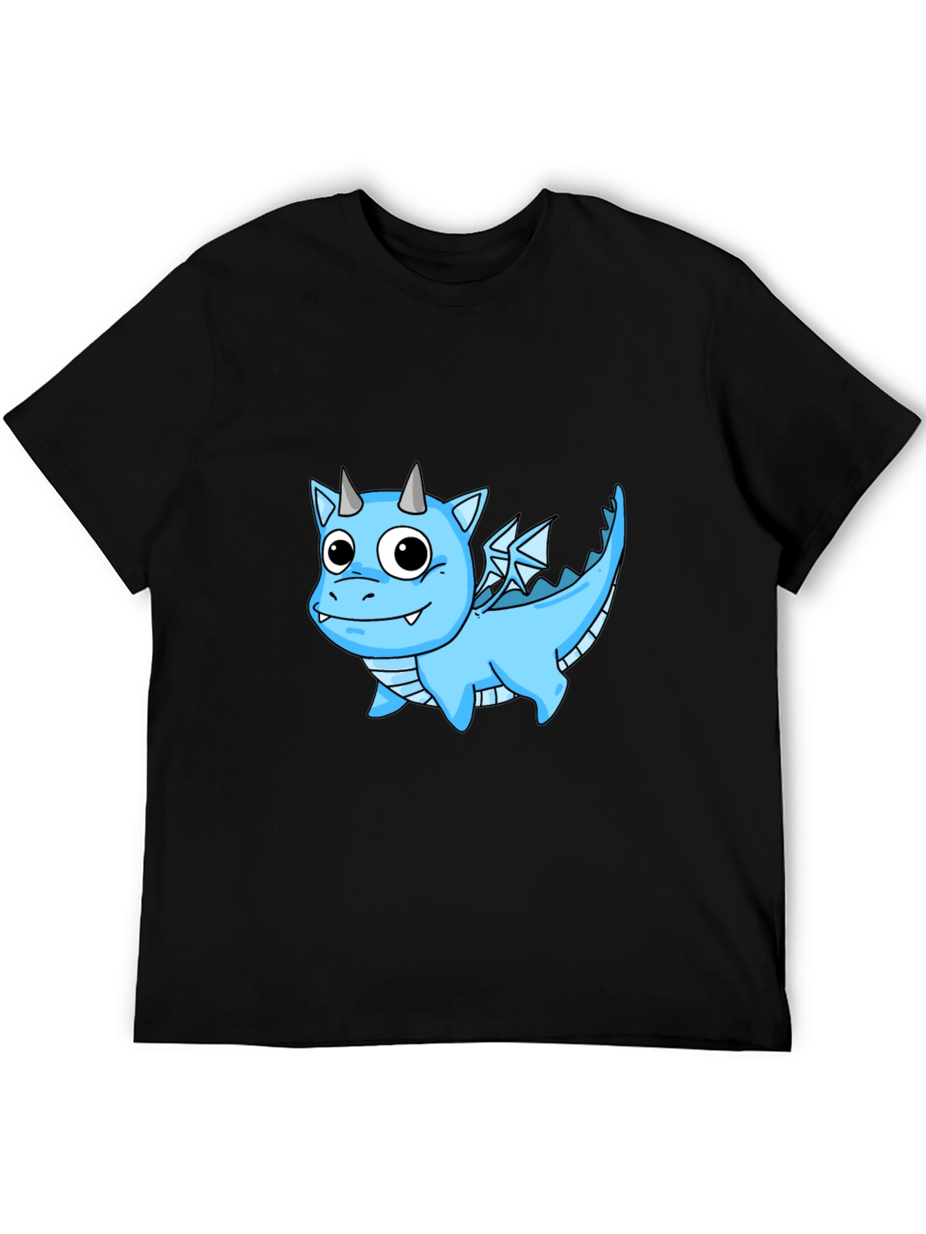 Cute Cartoon Dragon T-Shirt - Black Cotton Tee