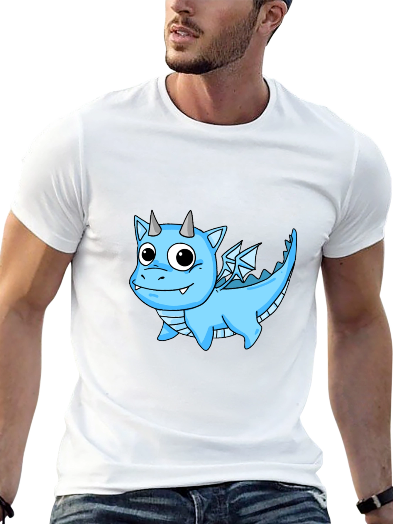 Cute Cartoon Dragon T-Shirt - Black Cotton Tee