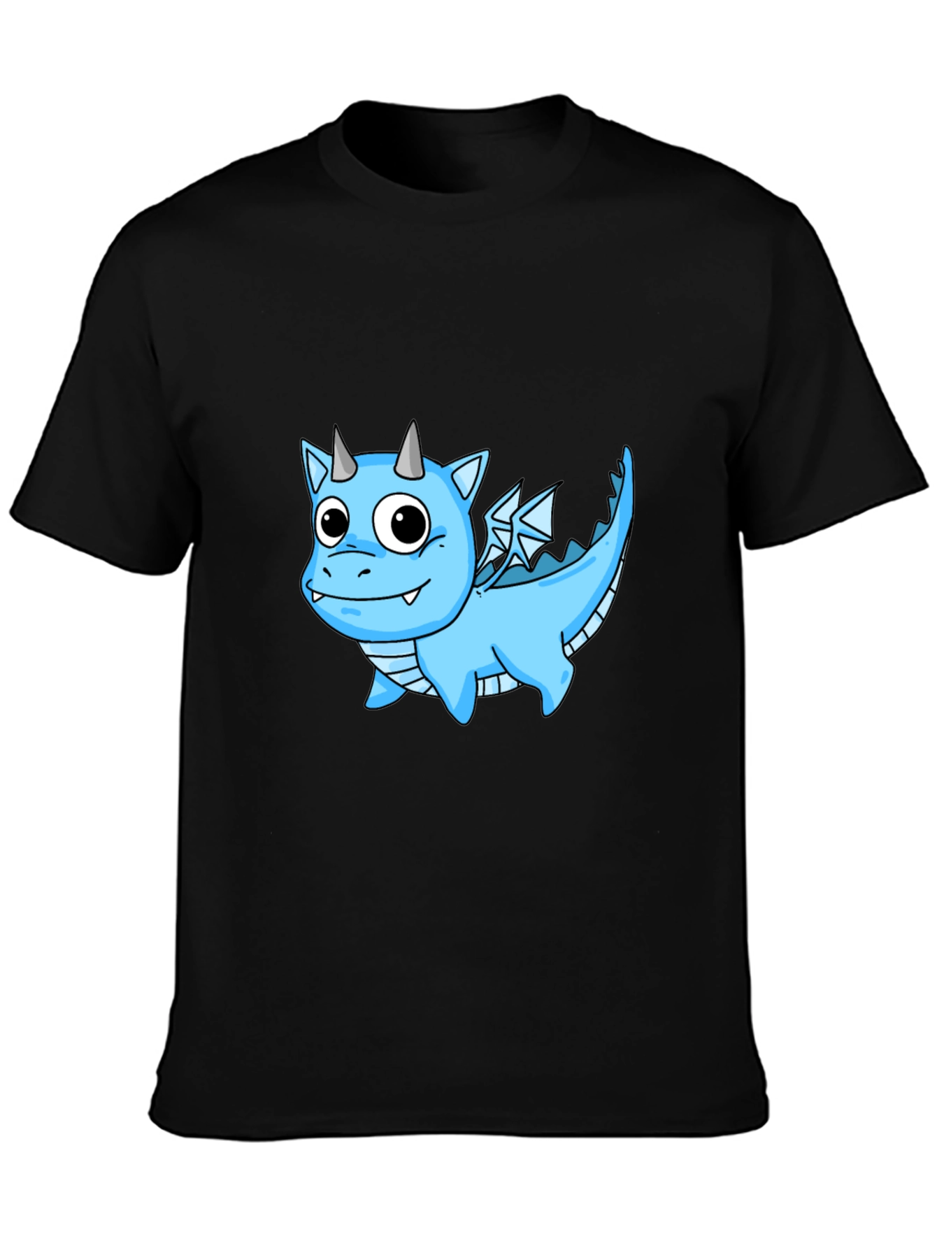 Cute Cartoon Dragon T-Shirt - Black Cotton Tee