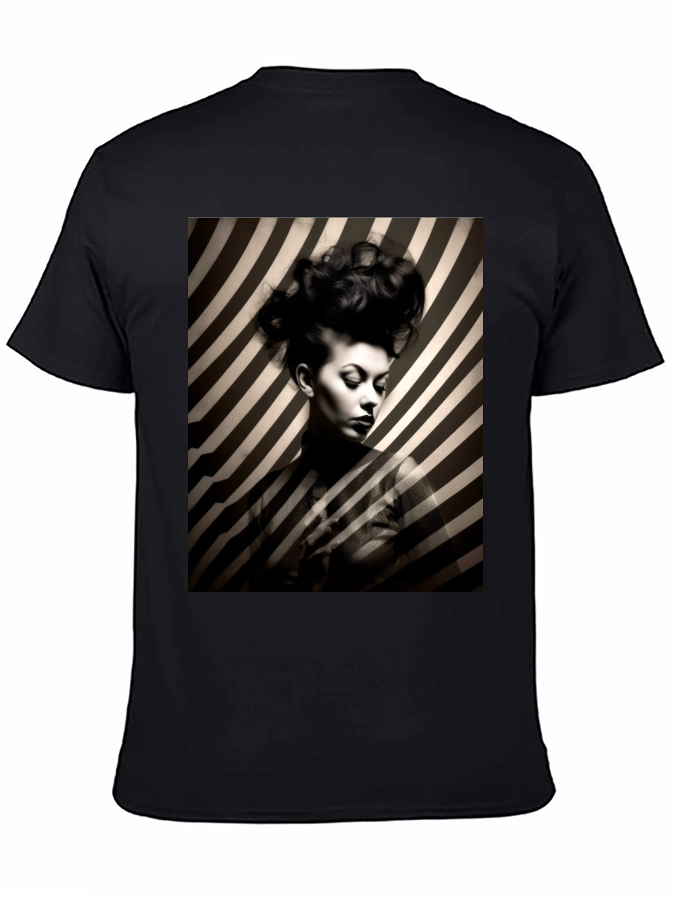 Striking Striped Portrait Graphic Tee - Bold Style