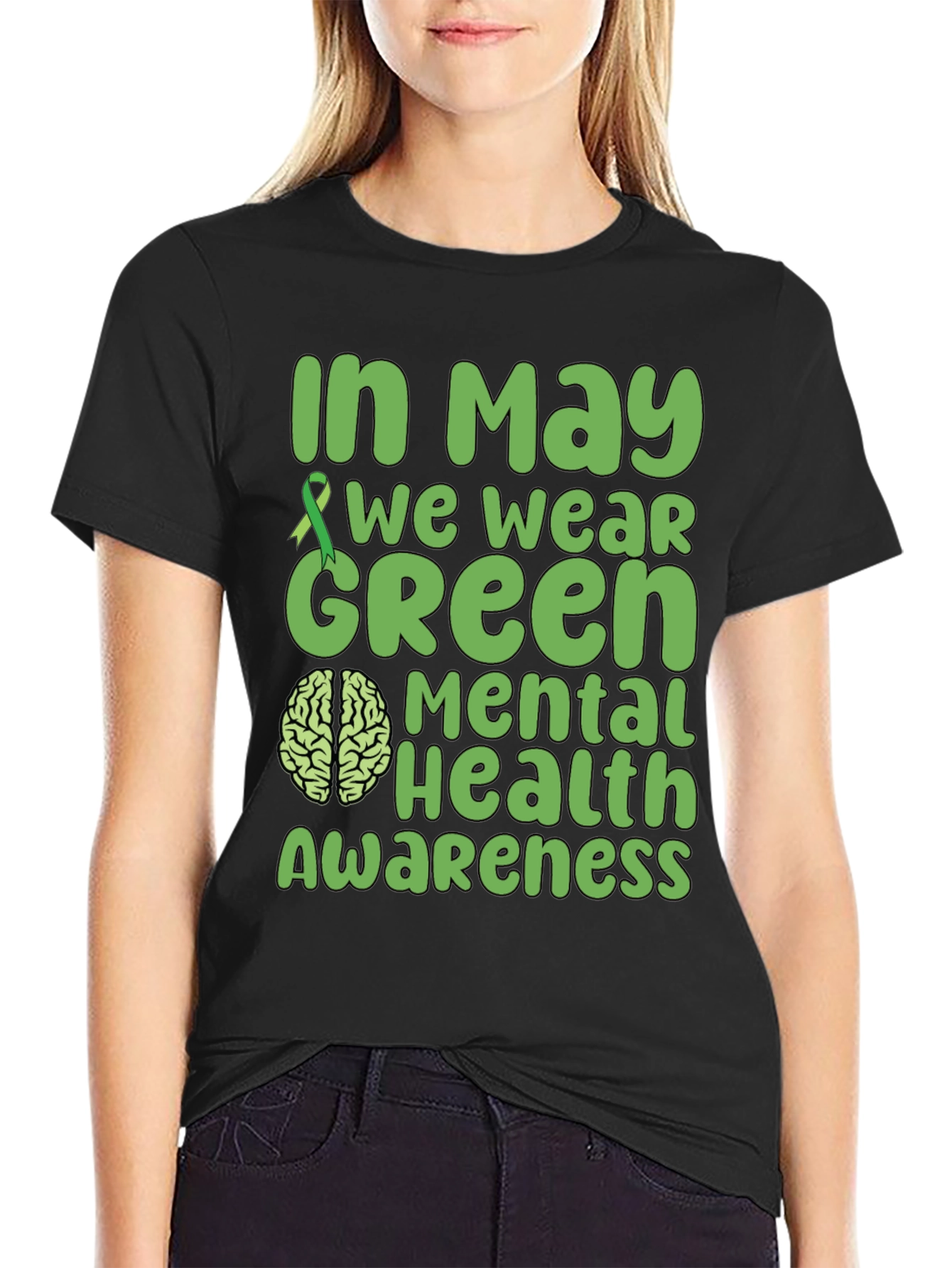 Mental Health Awareness Green Ribbon T-Shirt
