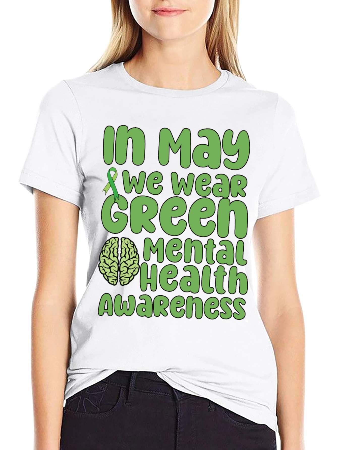 Mental Health Awareness Green Ribbon T-Shirt