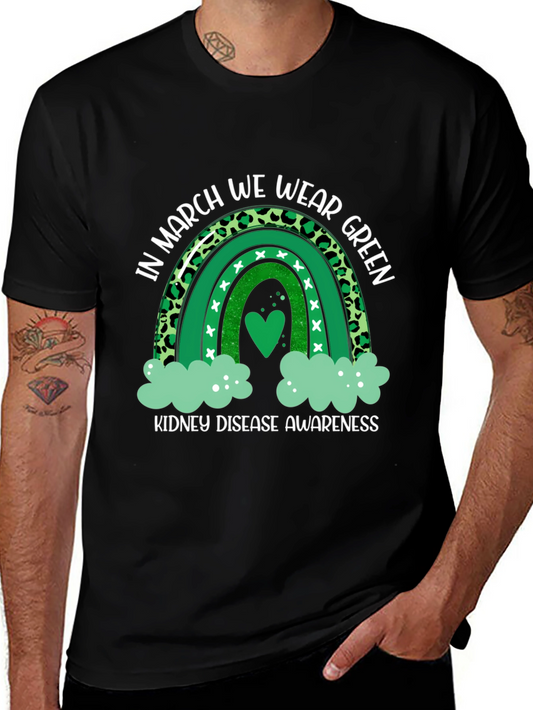Kidney Disease Awareness Green Rainbow T-Shirt