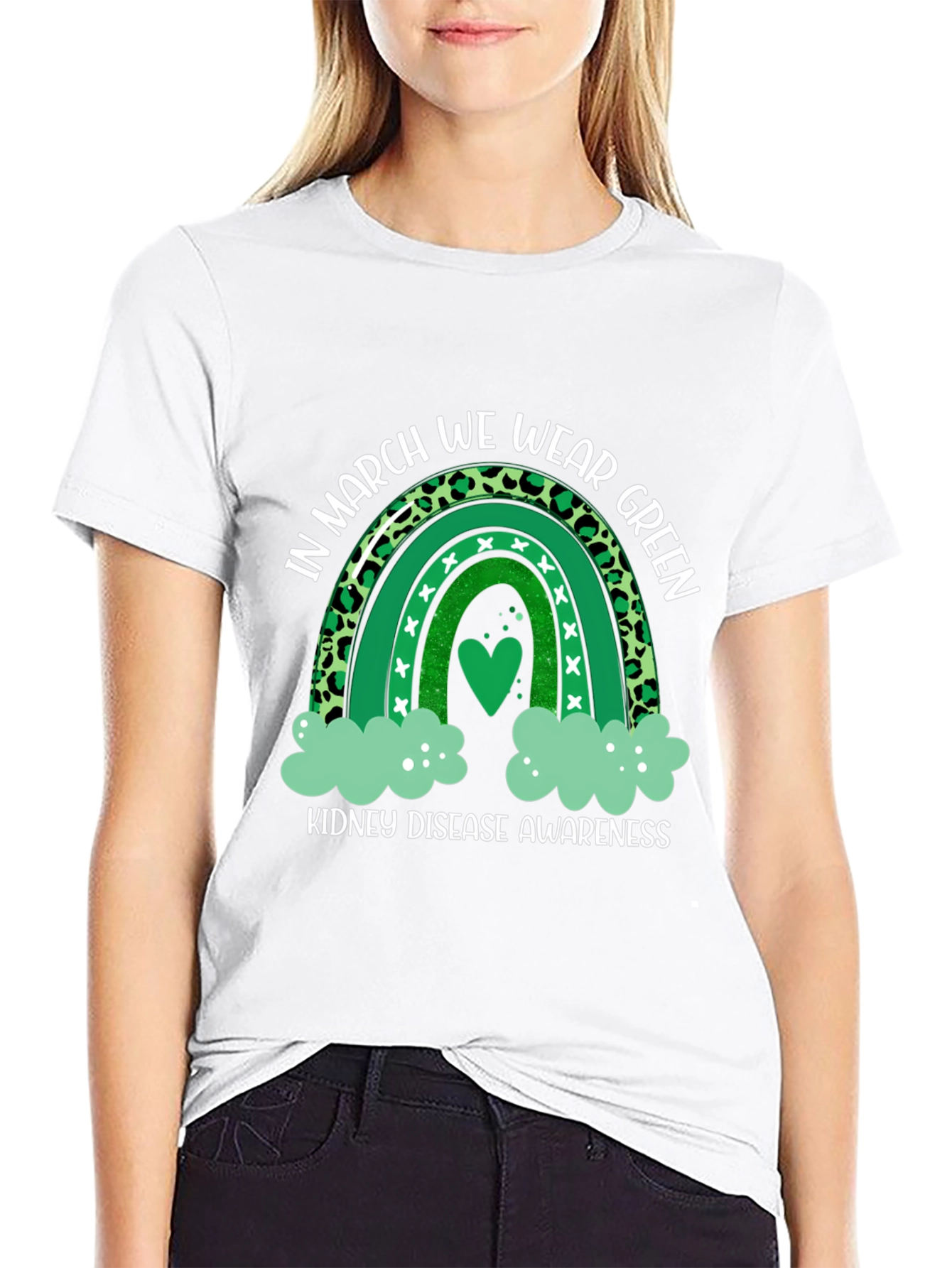 Kidney Disease Awareness Green Rainbow T-Shirt