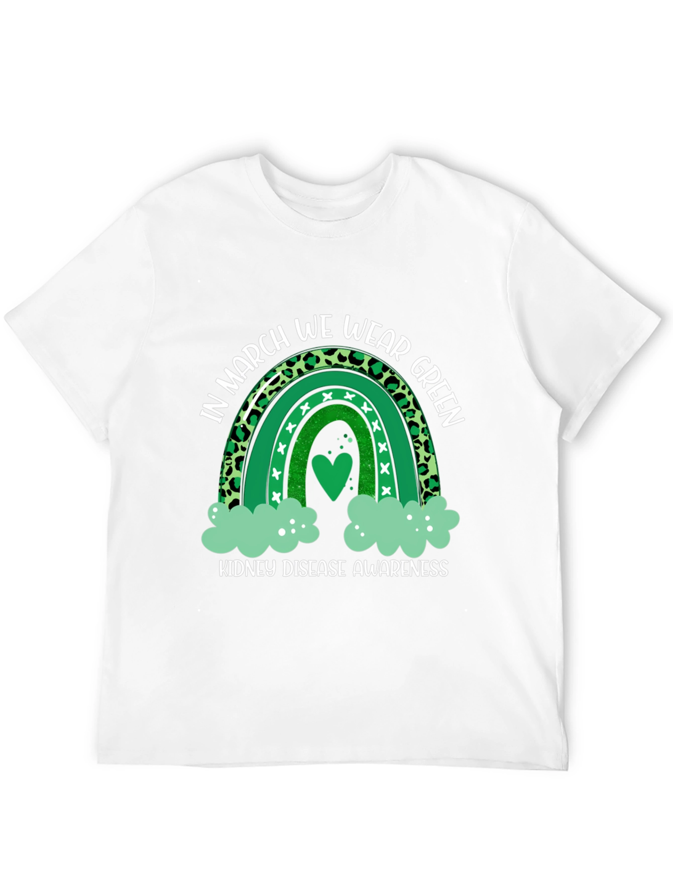 Kidney Disease Awareness Green Rainbow T-Shirt