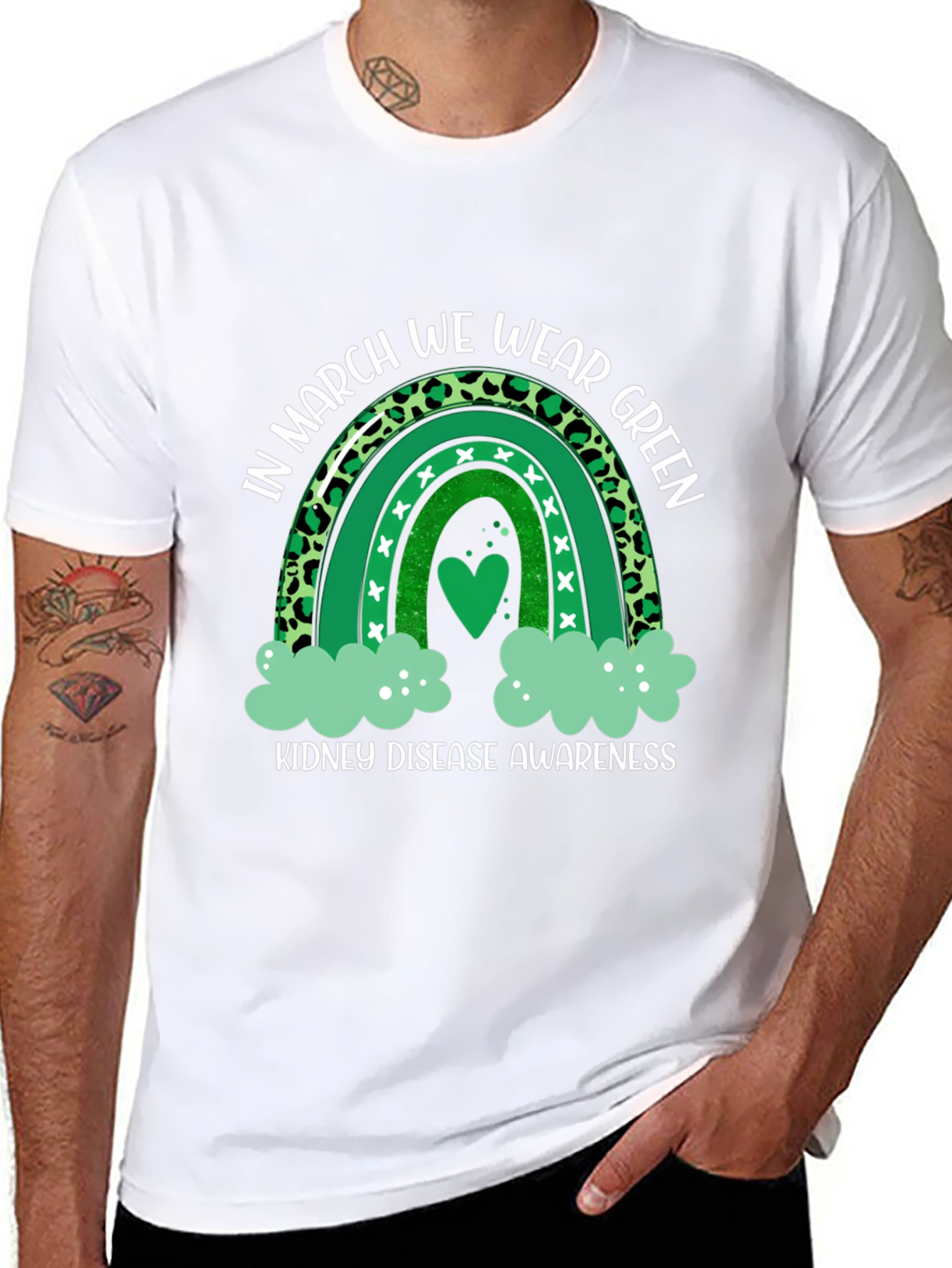 Kidney Disease Awareness Green Rainbow T-Shirt