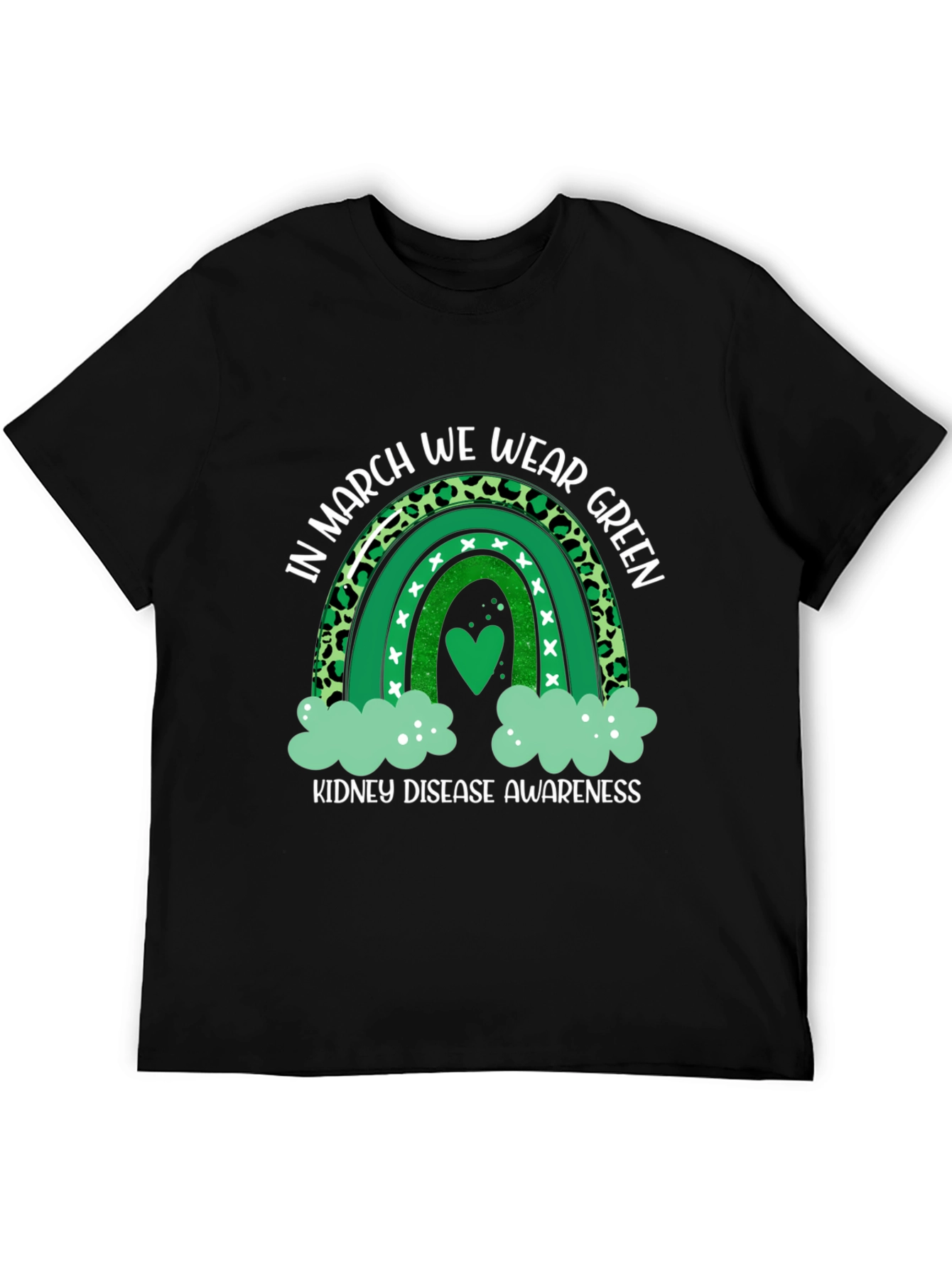 Kidney Disease Awareness Green Rainbow T-Shirt