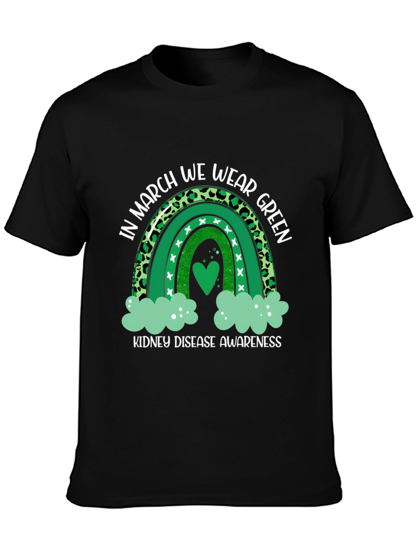 Kidney Disease Awareness Green Rainbow T-Shirt