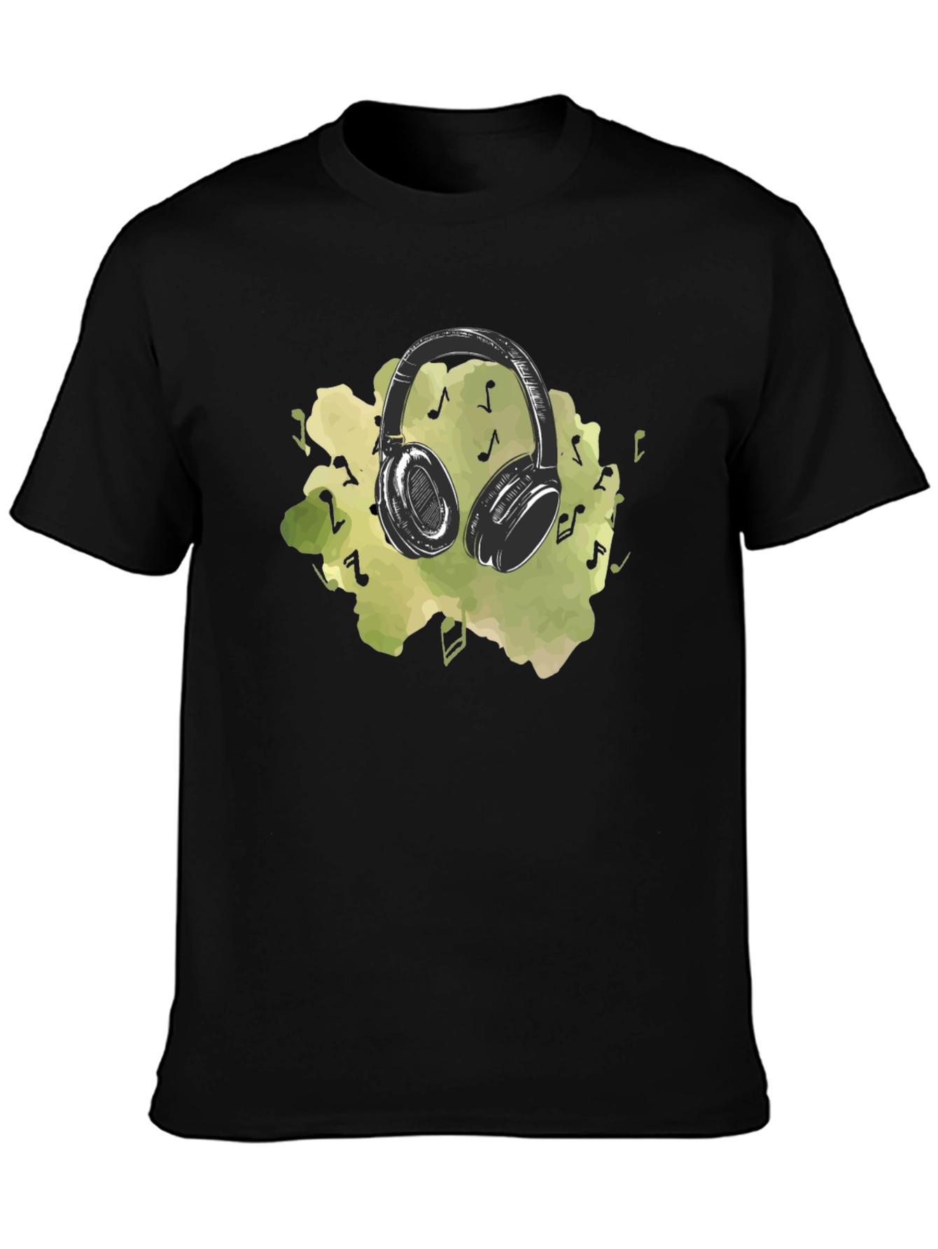 Music Lovers Headphones Graphic Tee - Black