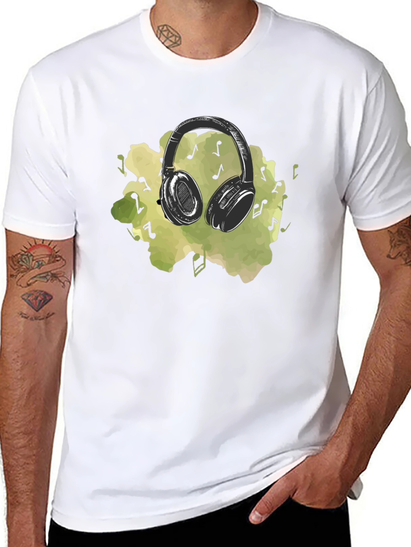 Music Lovers Headphones Graphic Tee - Black