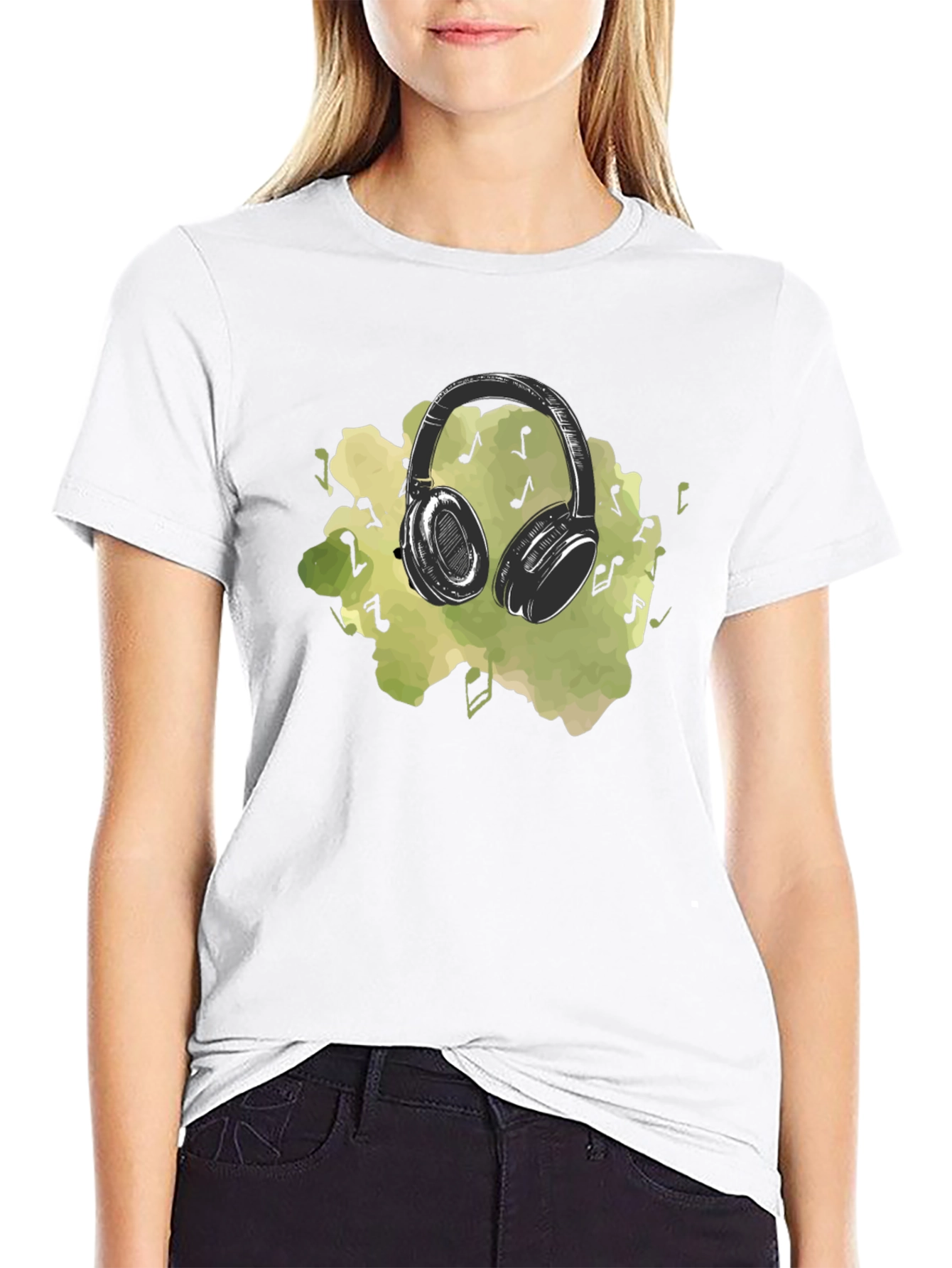 Music Lovers Headphones Graphic Tee - Black