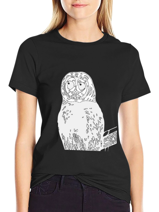 Owl Graphic Print Crew Neck T-Shirt
