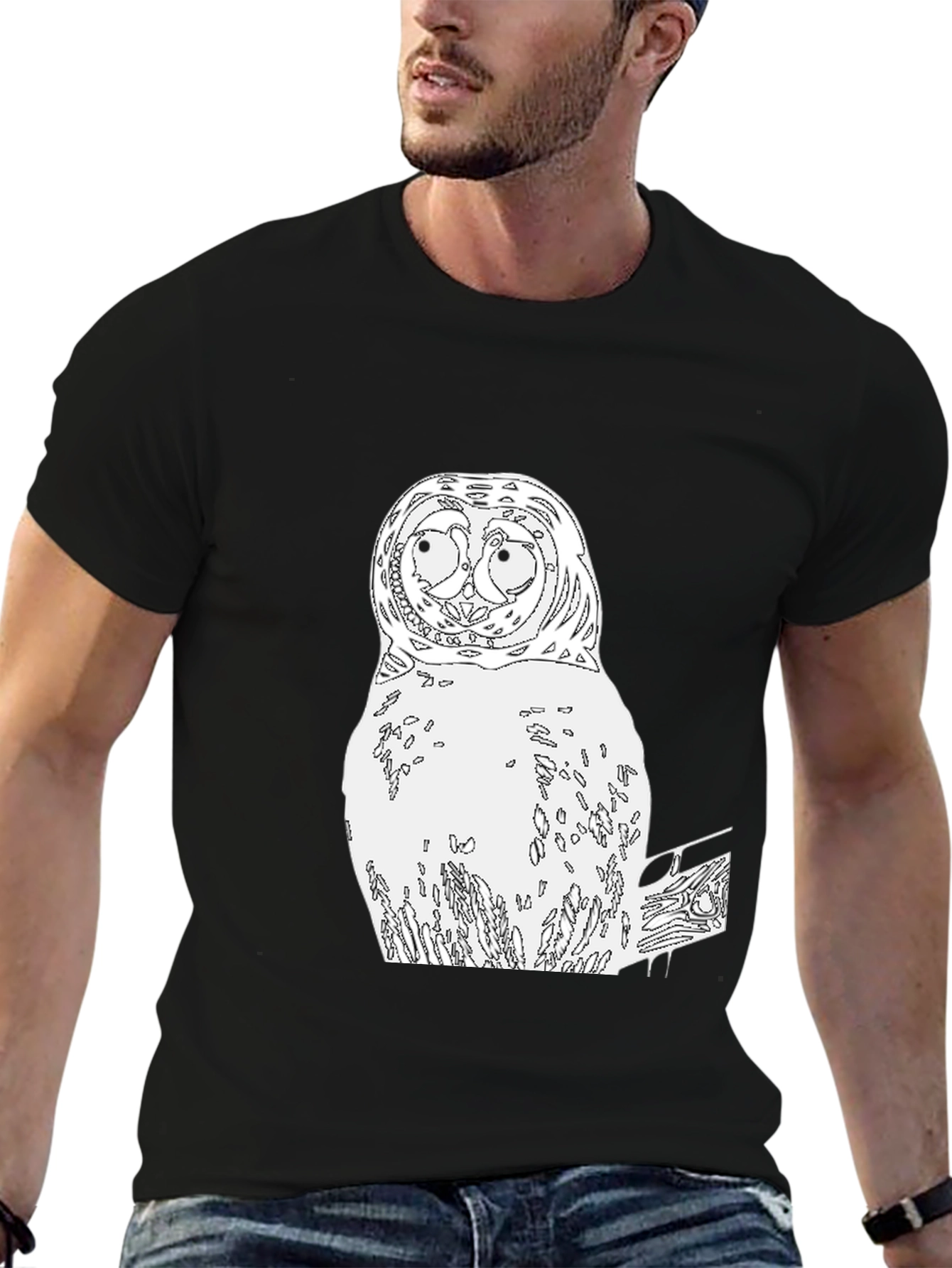 Owl Graphic Print Crew Neck T-Shirt