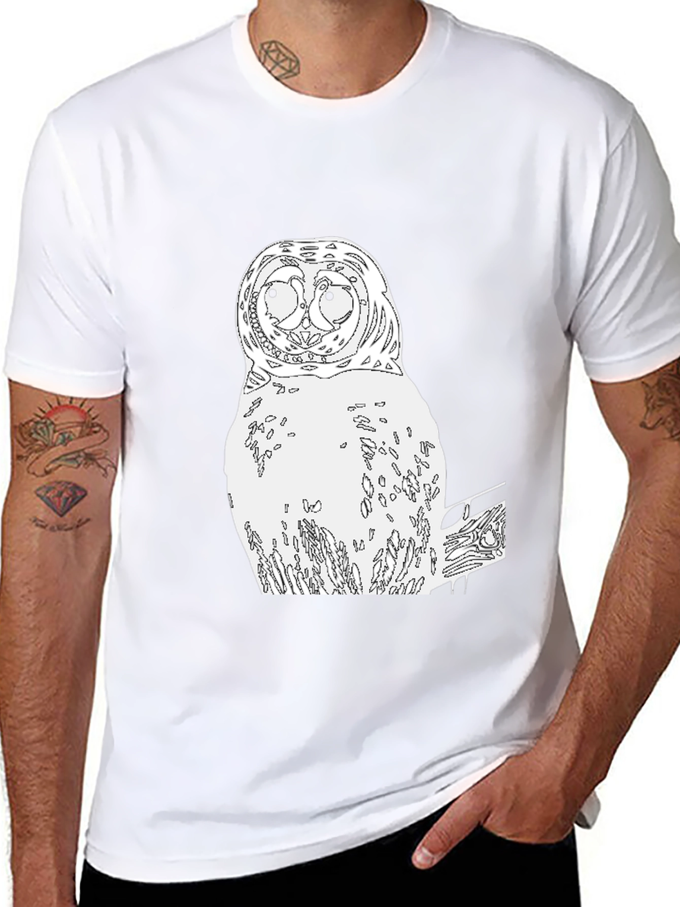 Owl Graphic Print Crew Neck T-Shirt