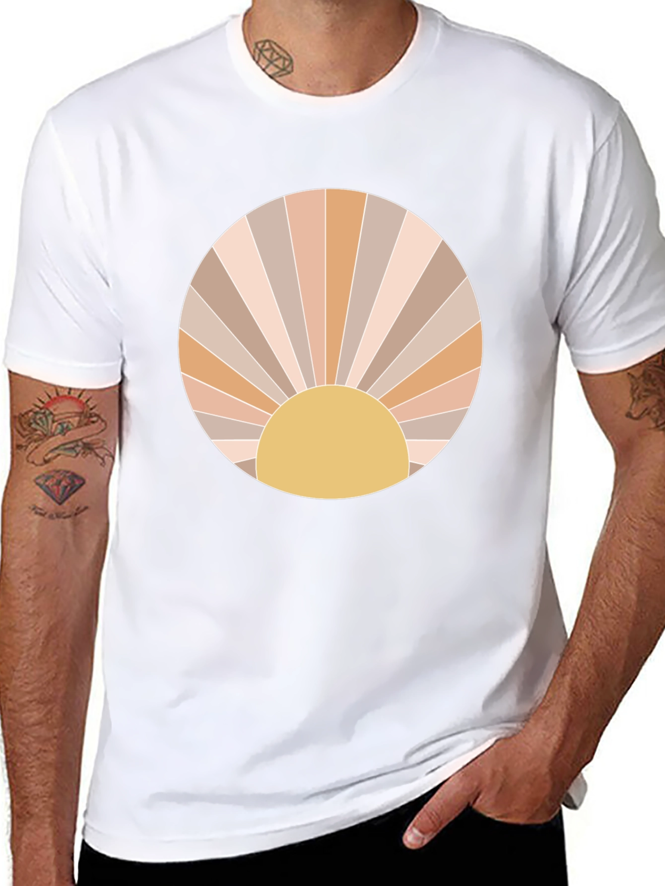 Retro Sun Graphic Tee - Trendy Circle Design