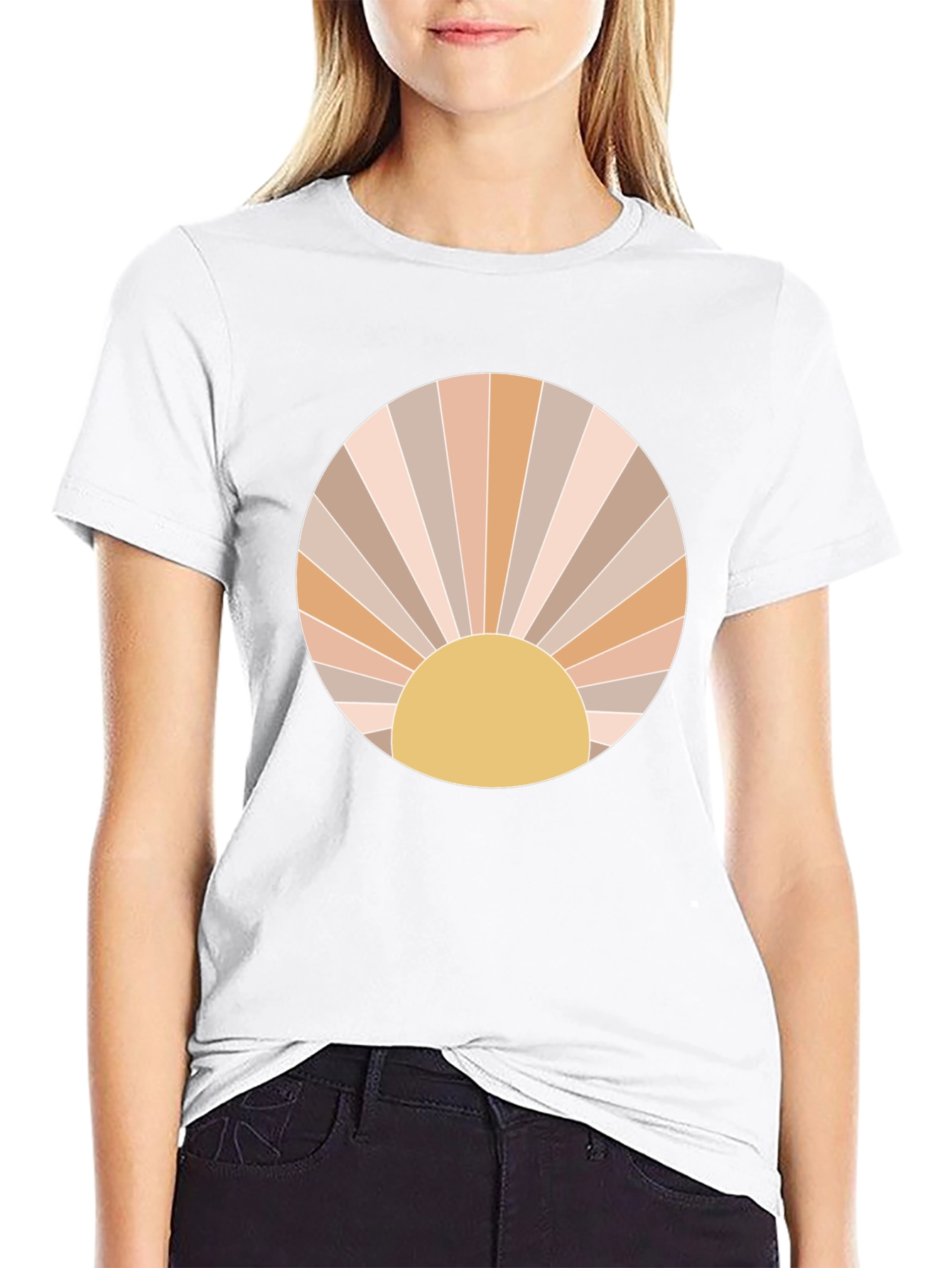 Retro Sun Graphic Tee - Trendy Circle Design