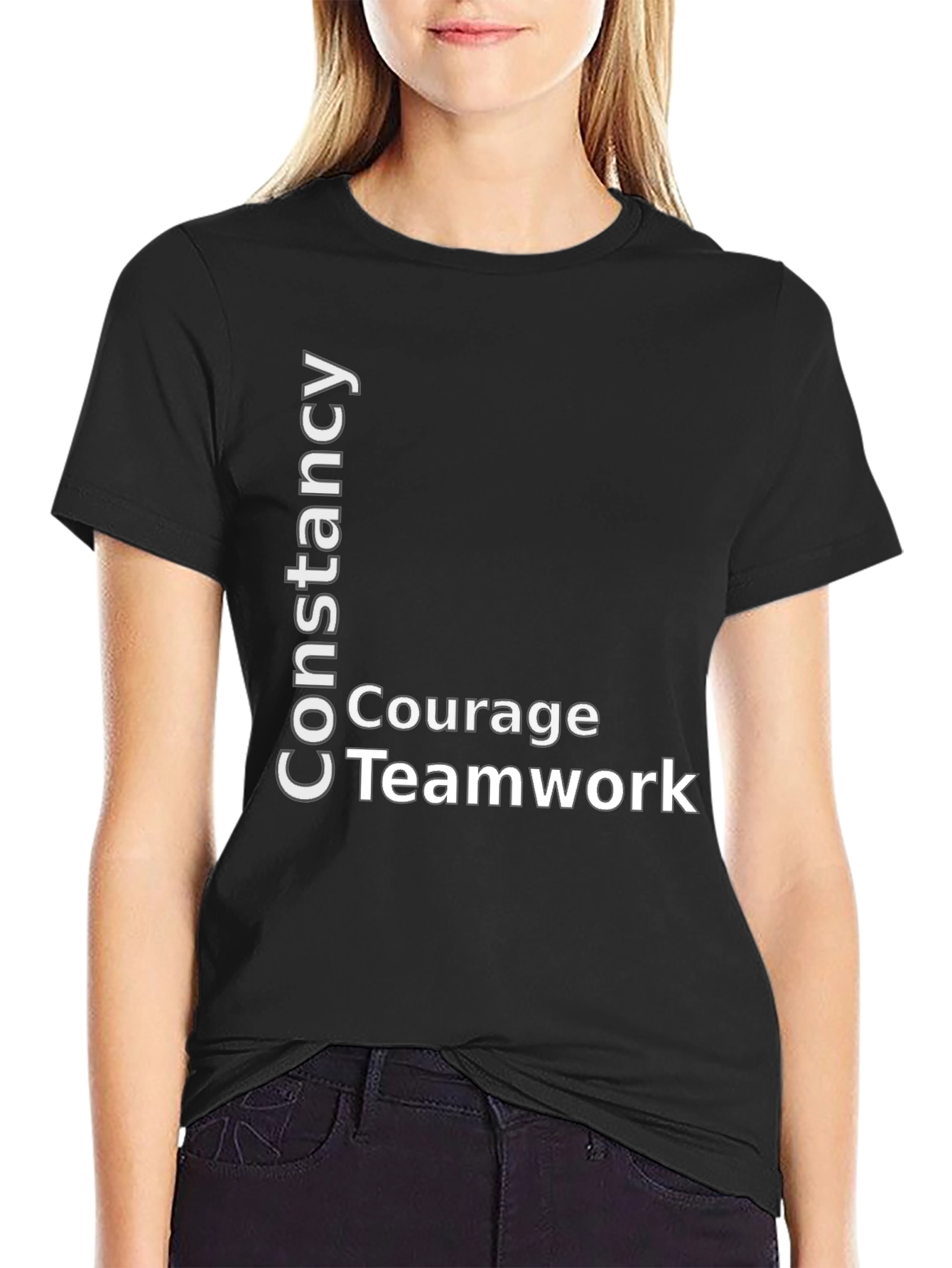Constancy Courage Teamwork Black T-Shirt