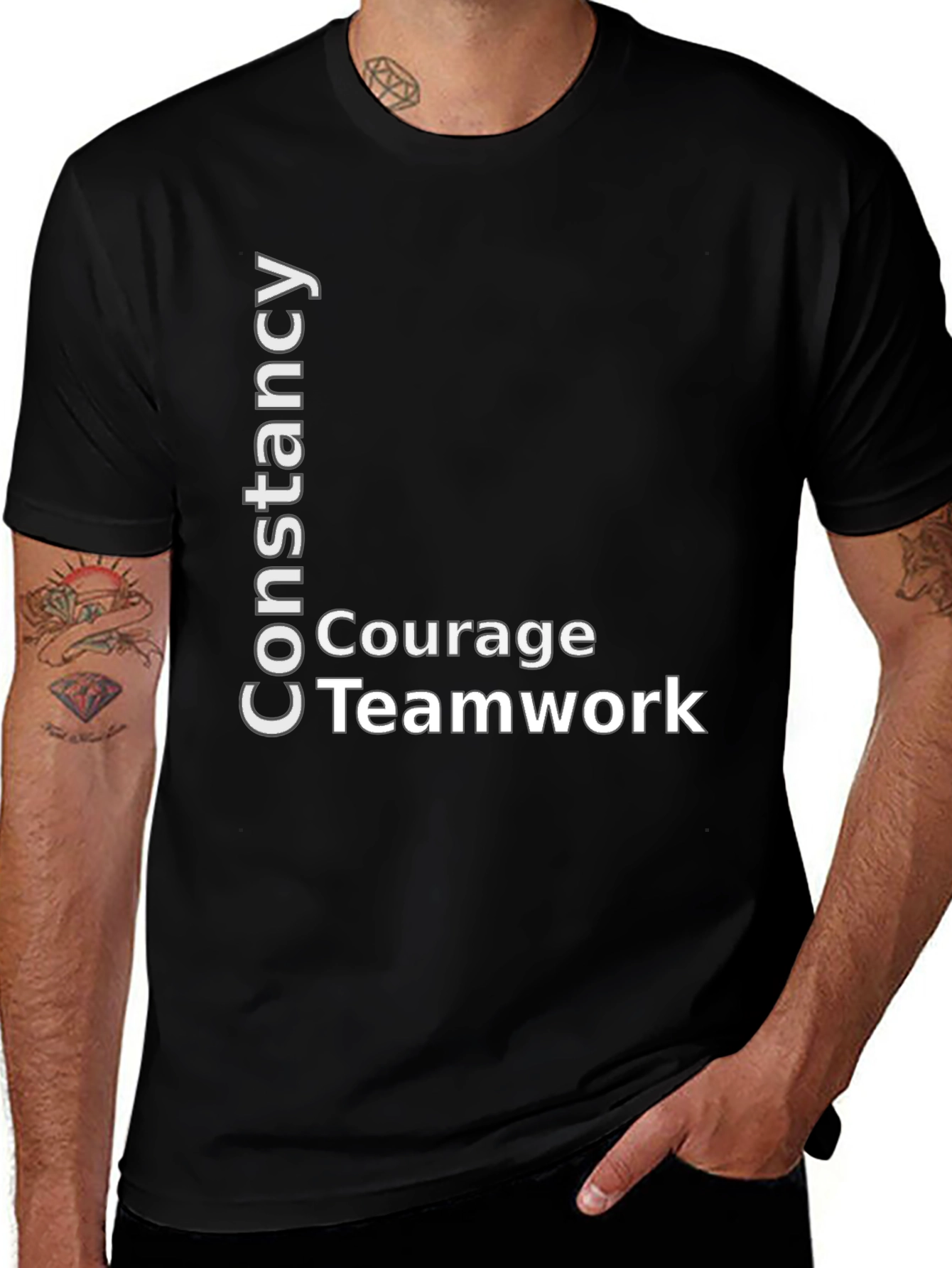 Constancy Courage Teamwork Black T-Shirt