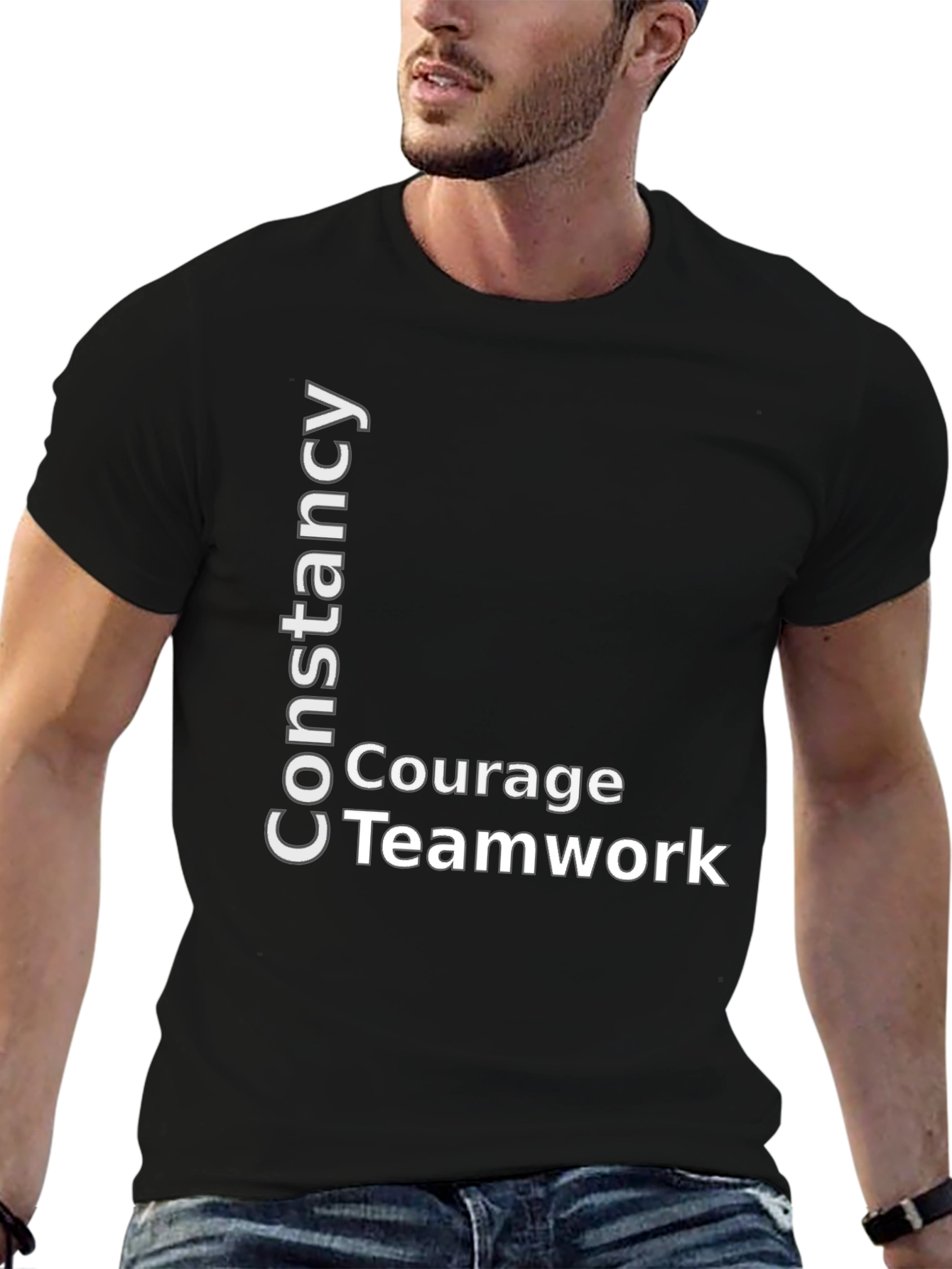 Constancy Courage Teamwork Black T-Shirt