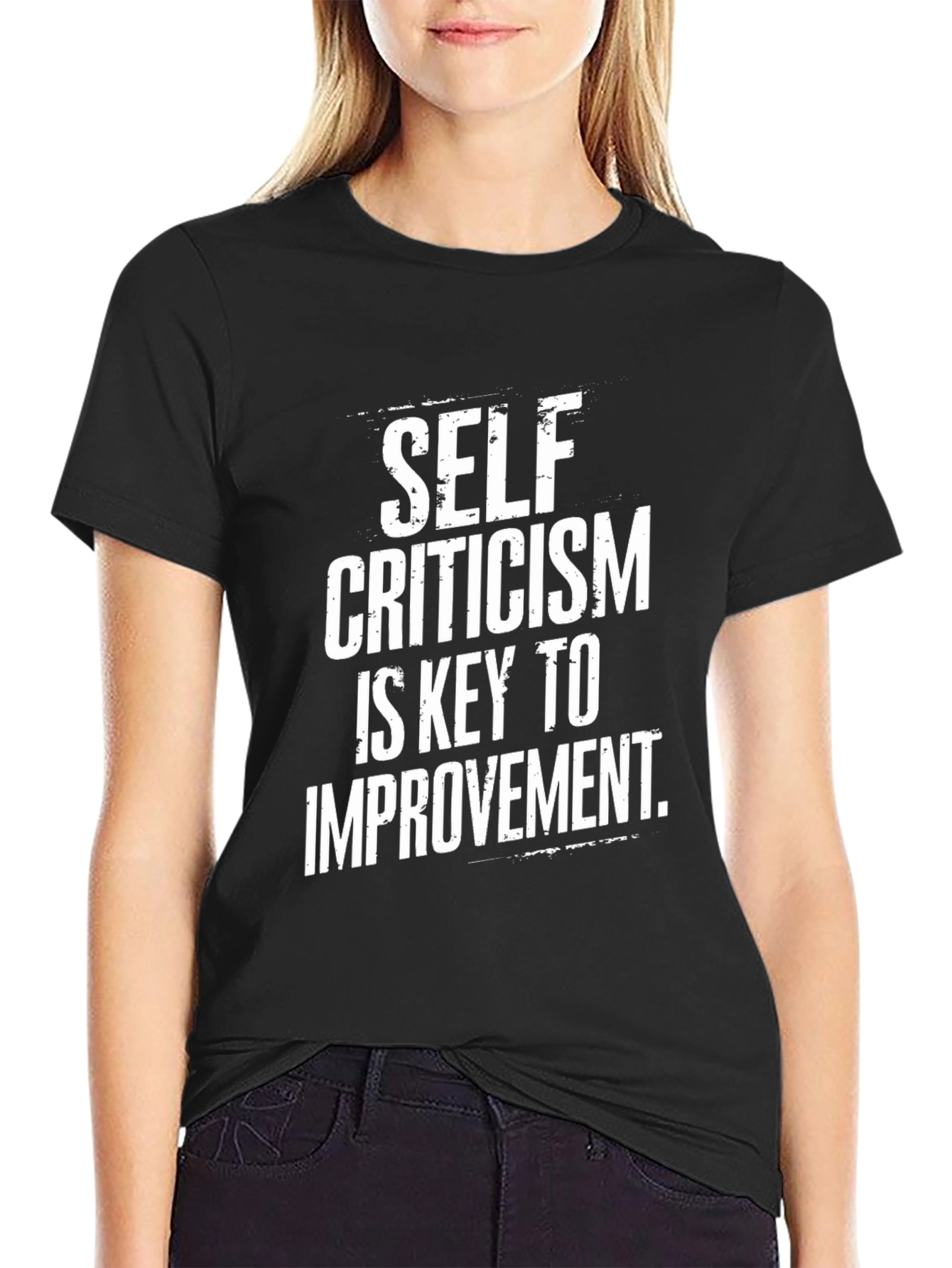 Self Criticism Improvement Graphic Tee - Black