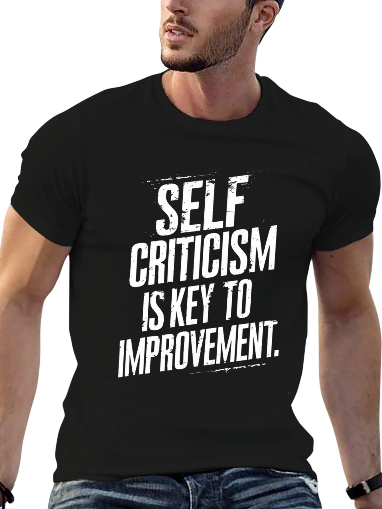 Self Criticism Improvement Graphic Tee - Black