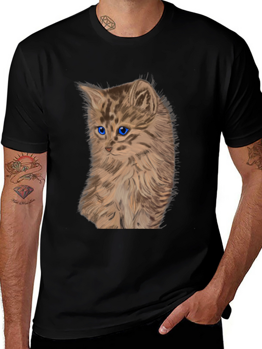 Kitten Graphic Tee - Black Cotton T-Shirt