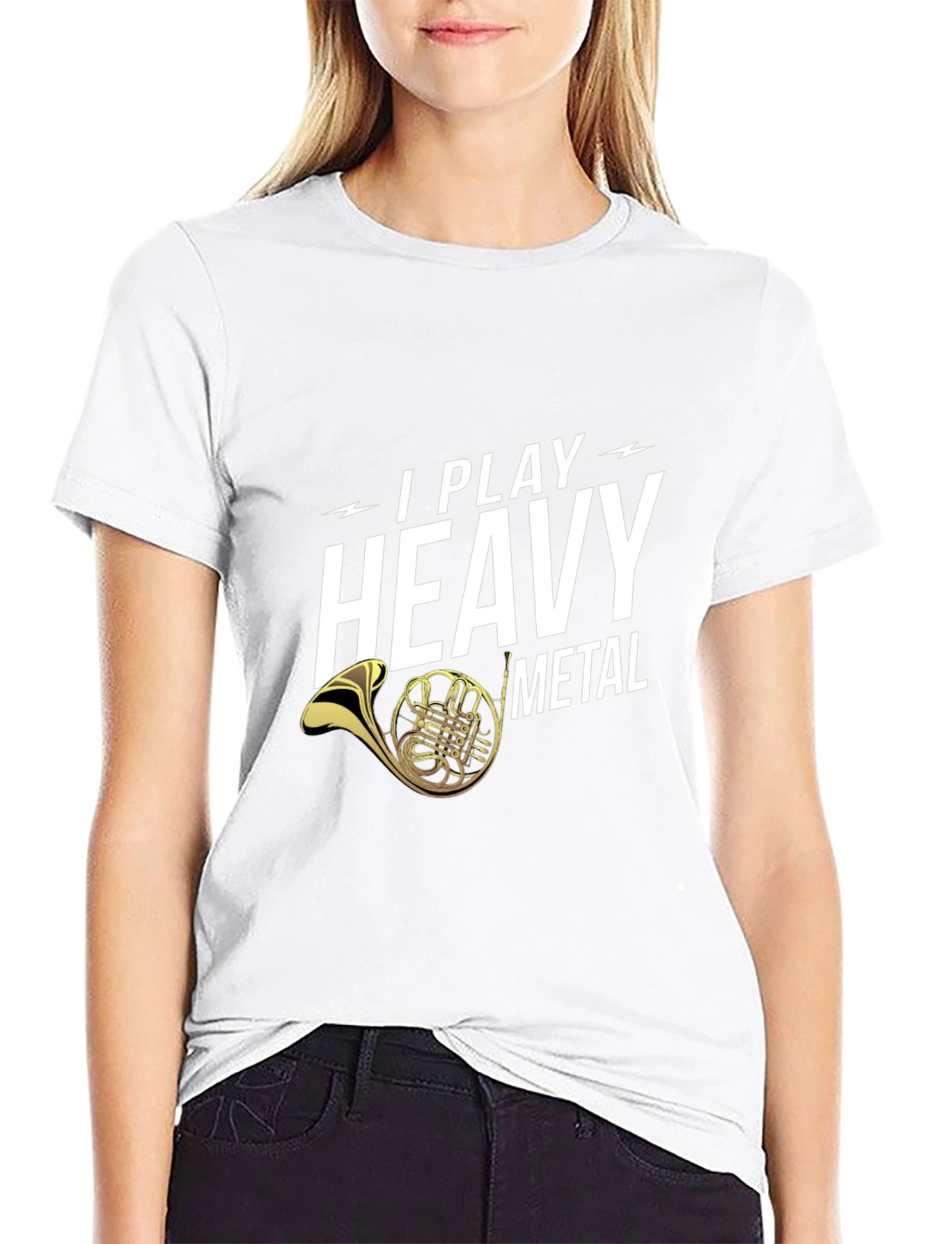 I Play Heavy Metal French Horn Black T-Shirt