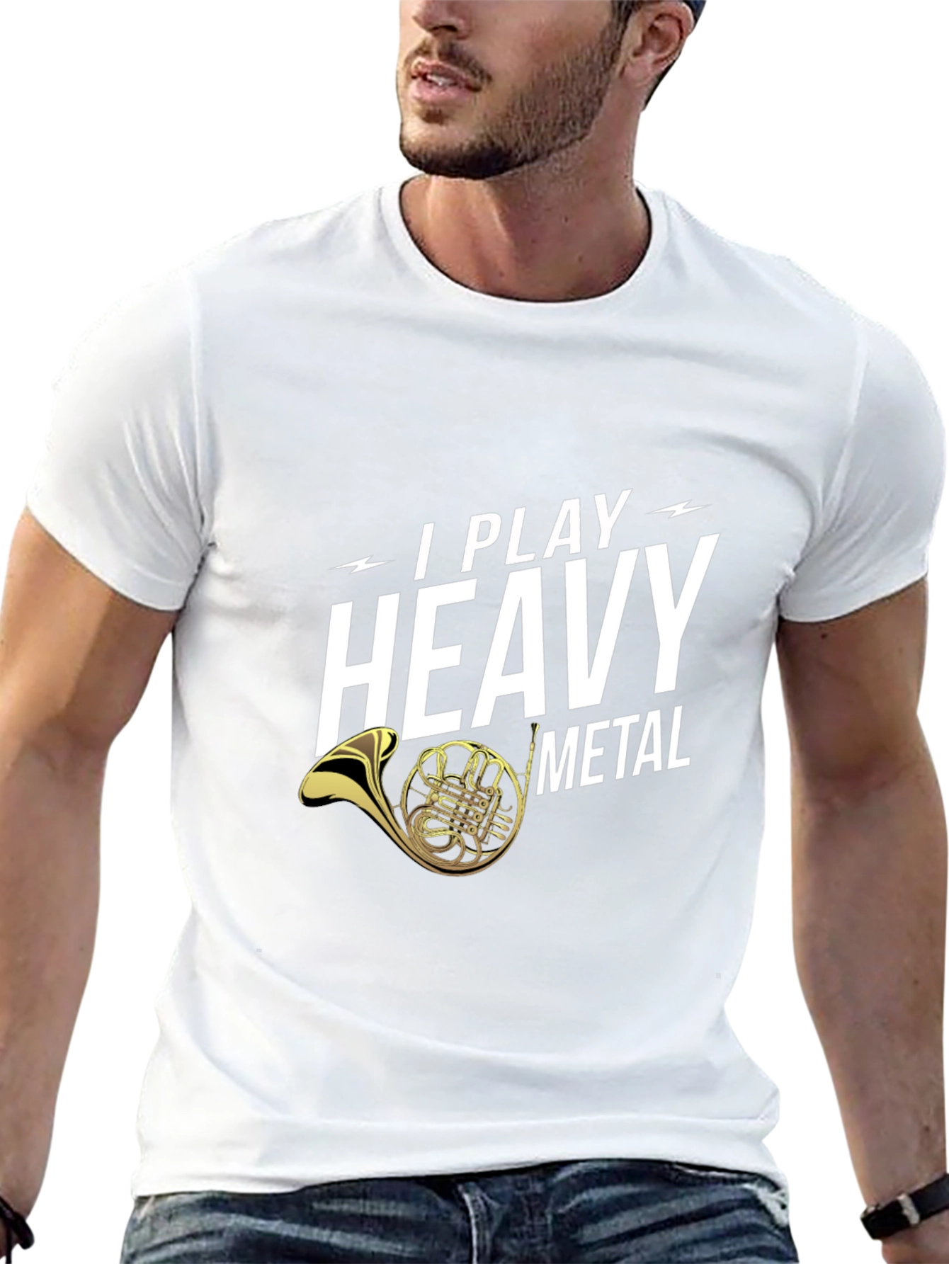 I Play Heavy Metal French Horn Black T-Shirt