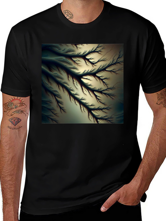 Abstract Fractal Tree Black Tee - Modern Graphic T-Shirt