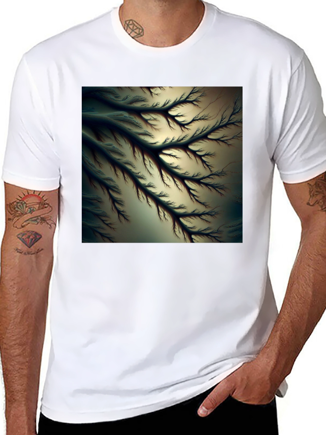 Abstract Fractal Tree Black Tee - Modern Graphic T-Shirt