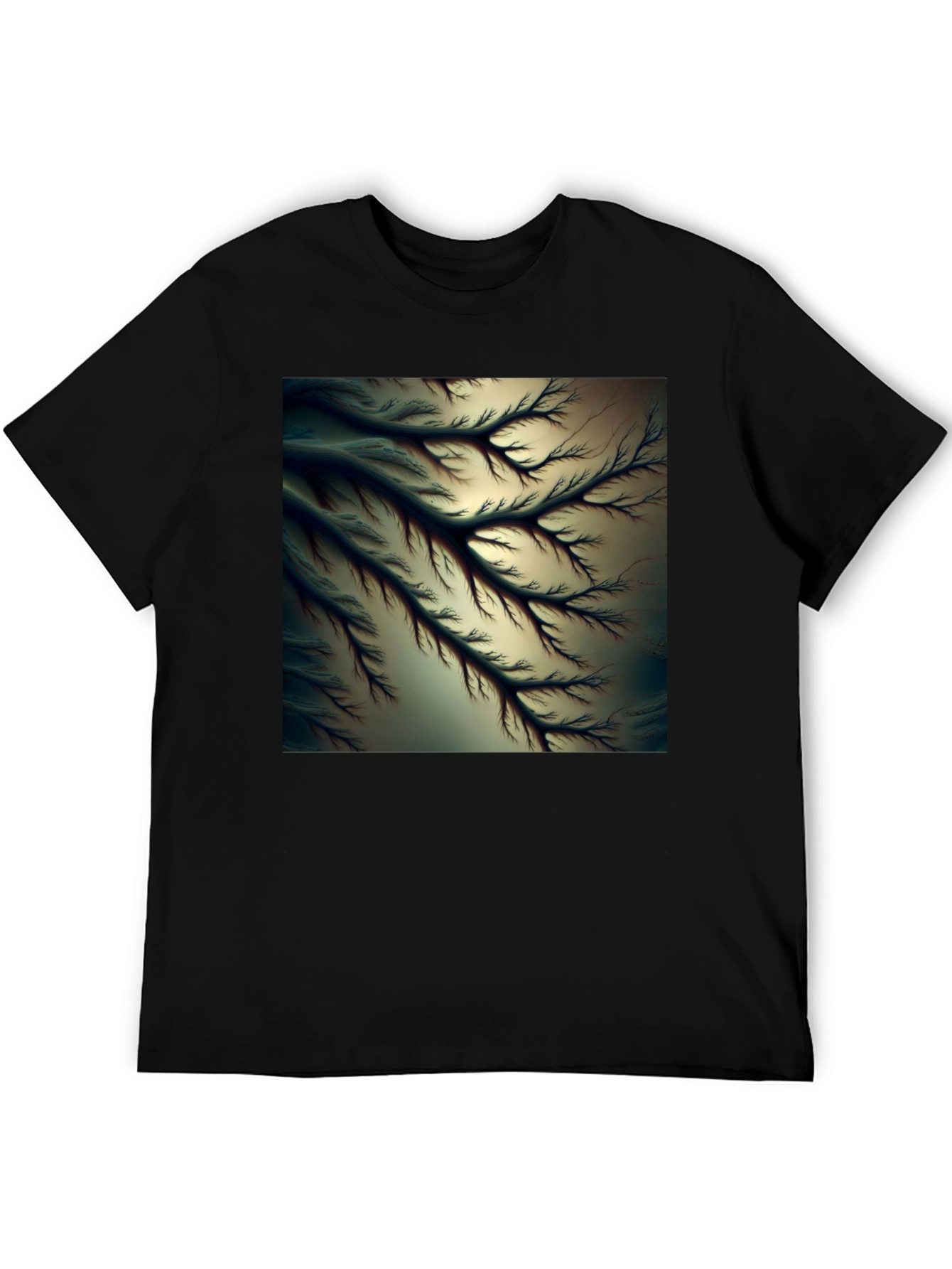 Abstract Fractal Tree Black Tee - Modern Graphic T-Shirt