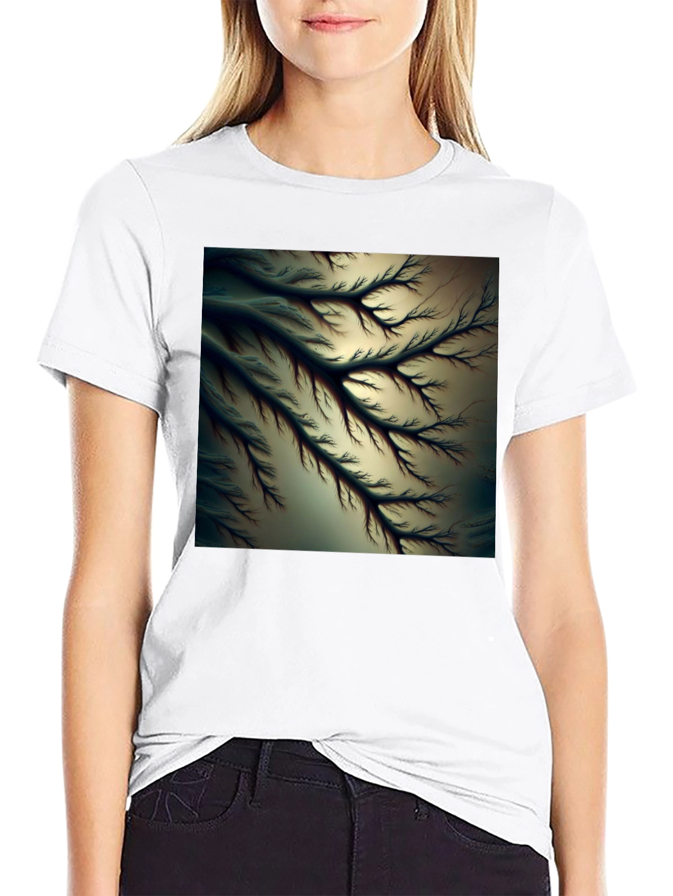 Abstract Fractal Tree Black Tee - Modern Graphic T-Shirt