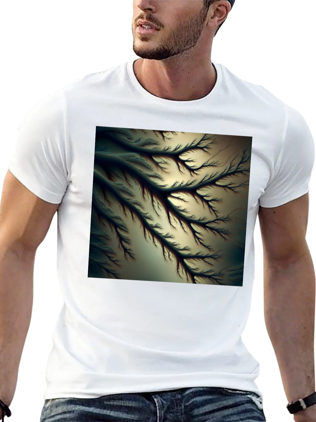 Abstract Fractal Tree Black Tee - Modern Graphic T-Shirt