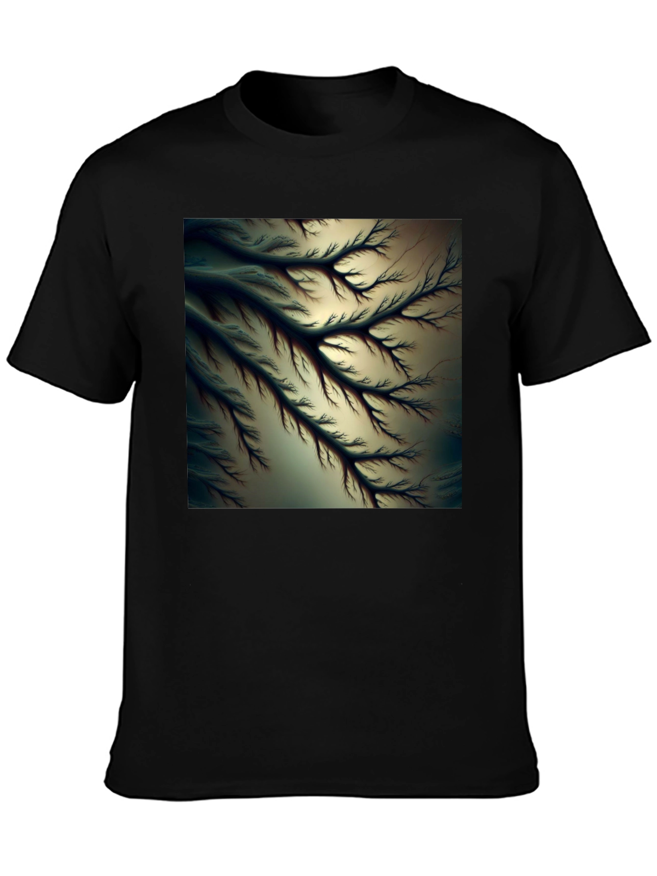 Abstract Fractal Tree Black Tee - Modern Graphic T-Shirt