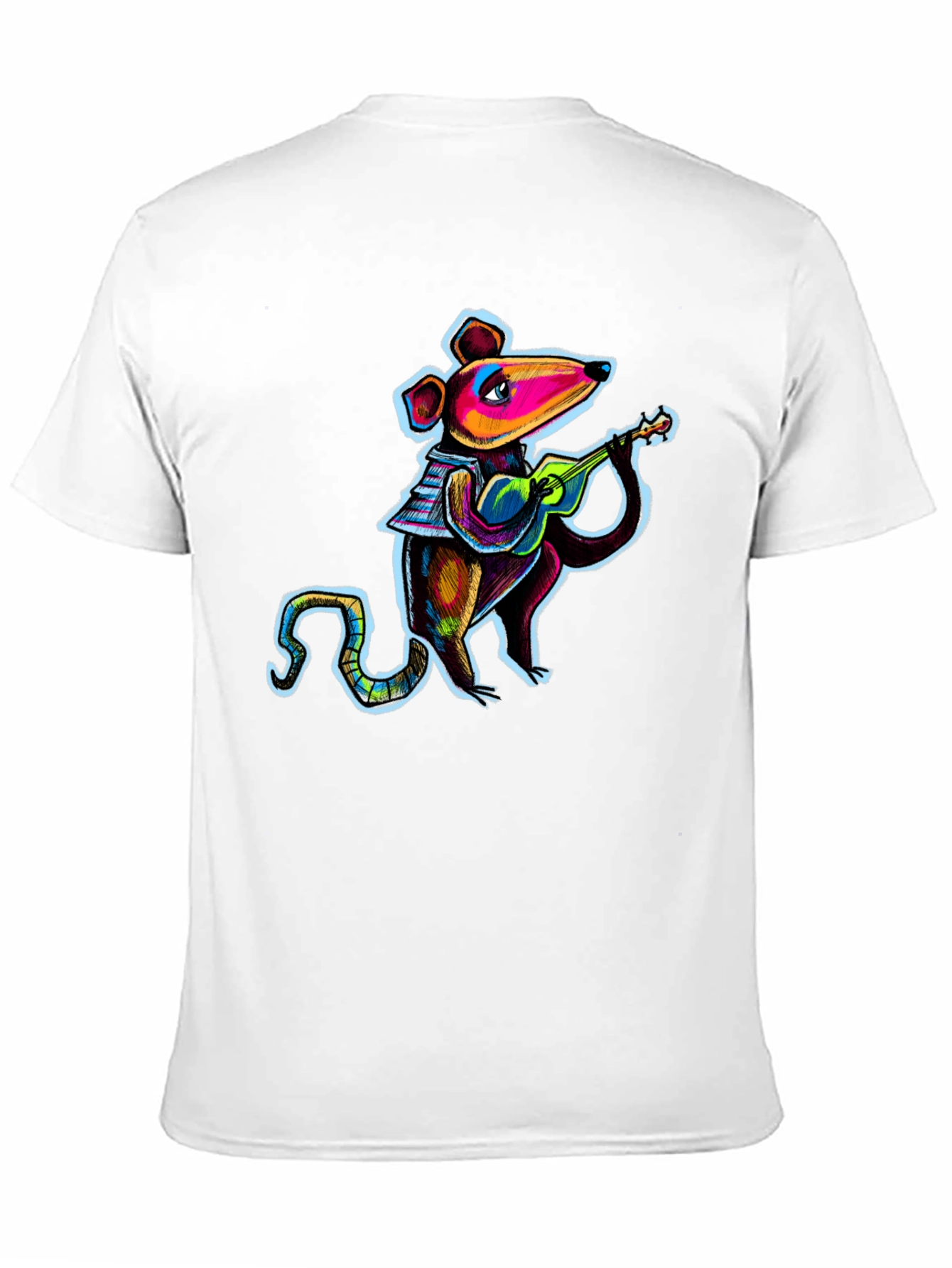 Rat Playing Ukulele Black T-Shirt
