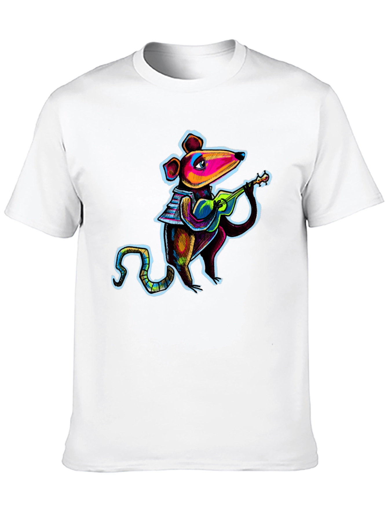 Rat Playing Ukulele Black T-Shirt