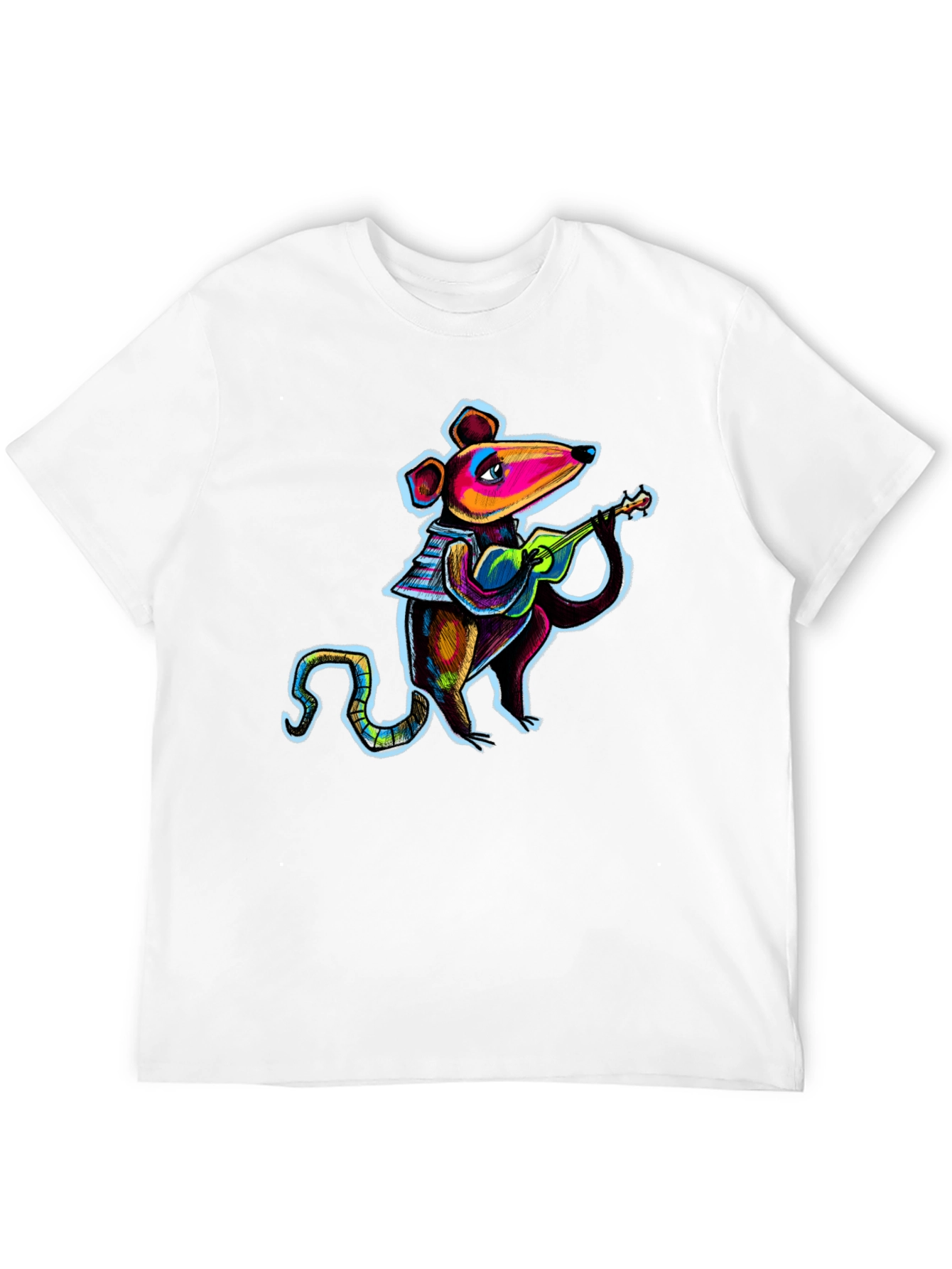 Rat Playing Ukulele Black T-Shirt