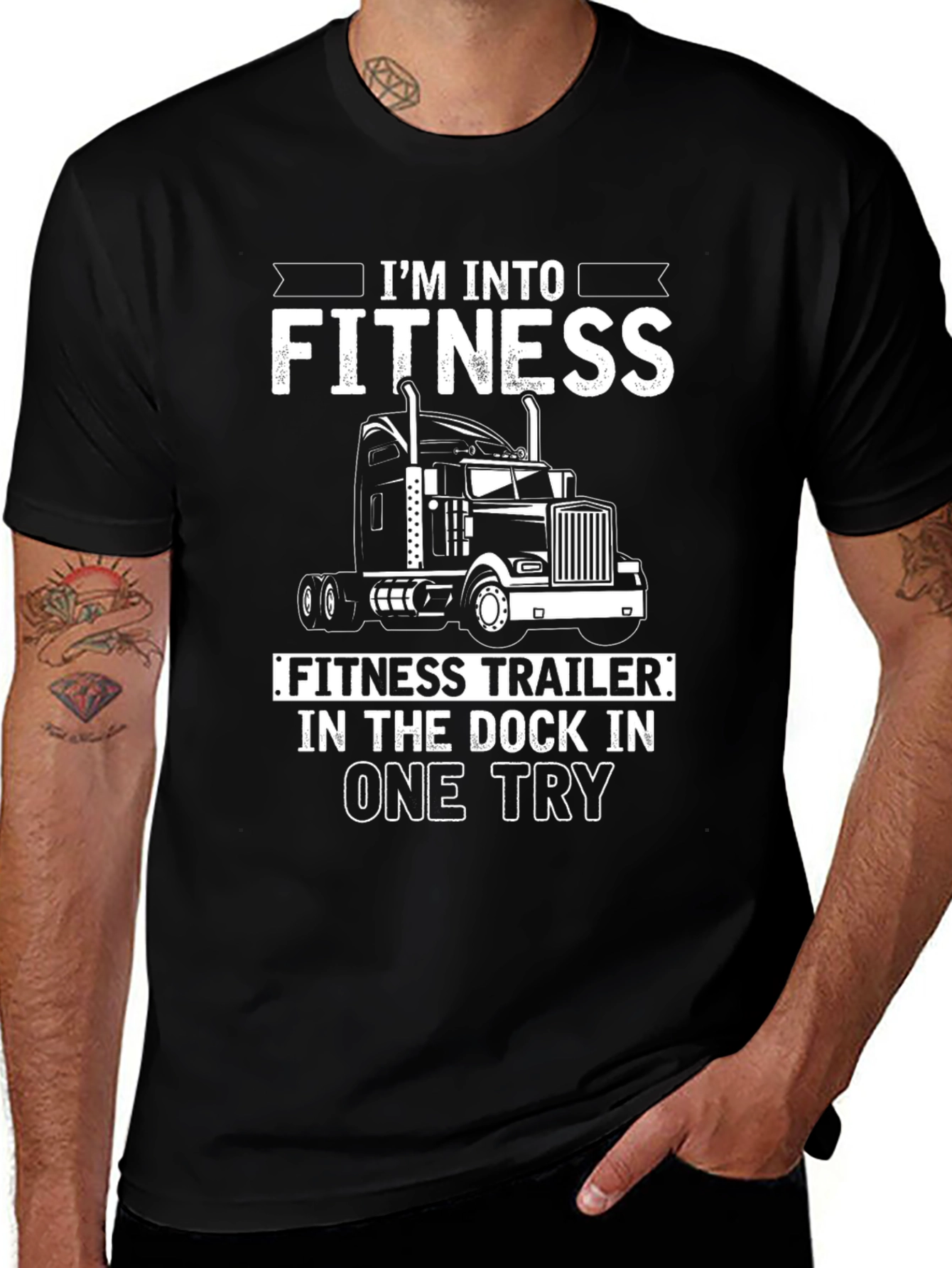 Fitness Trucker Black Graphic Tee