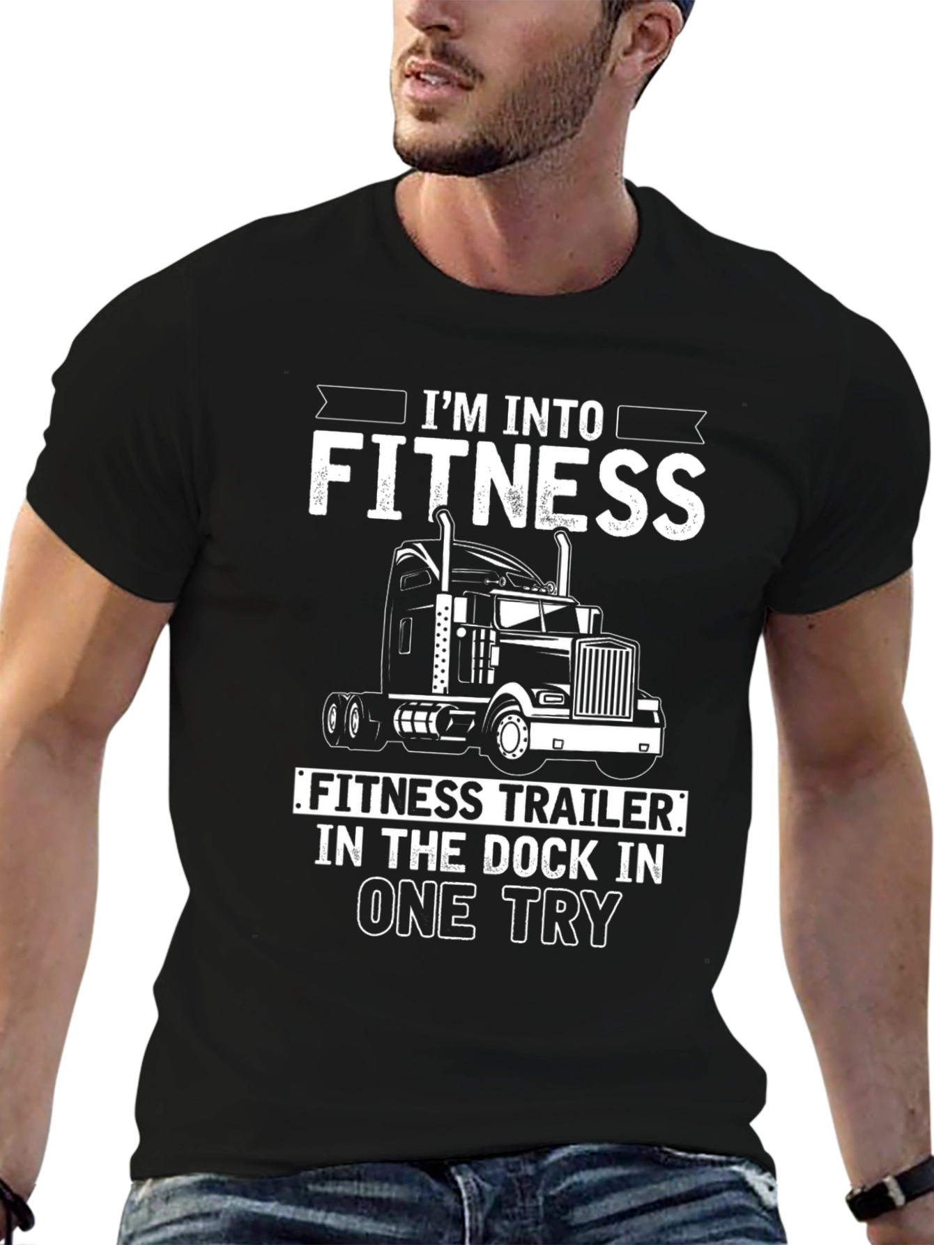 Fitness Trucker Black Graphic Tee