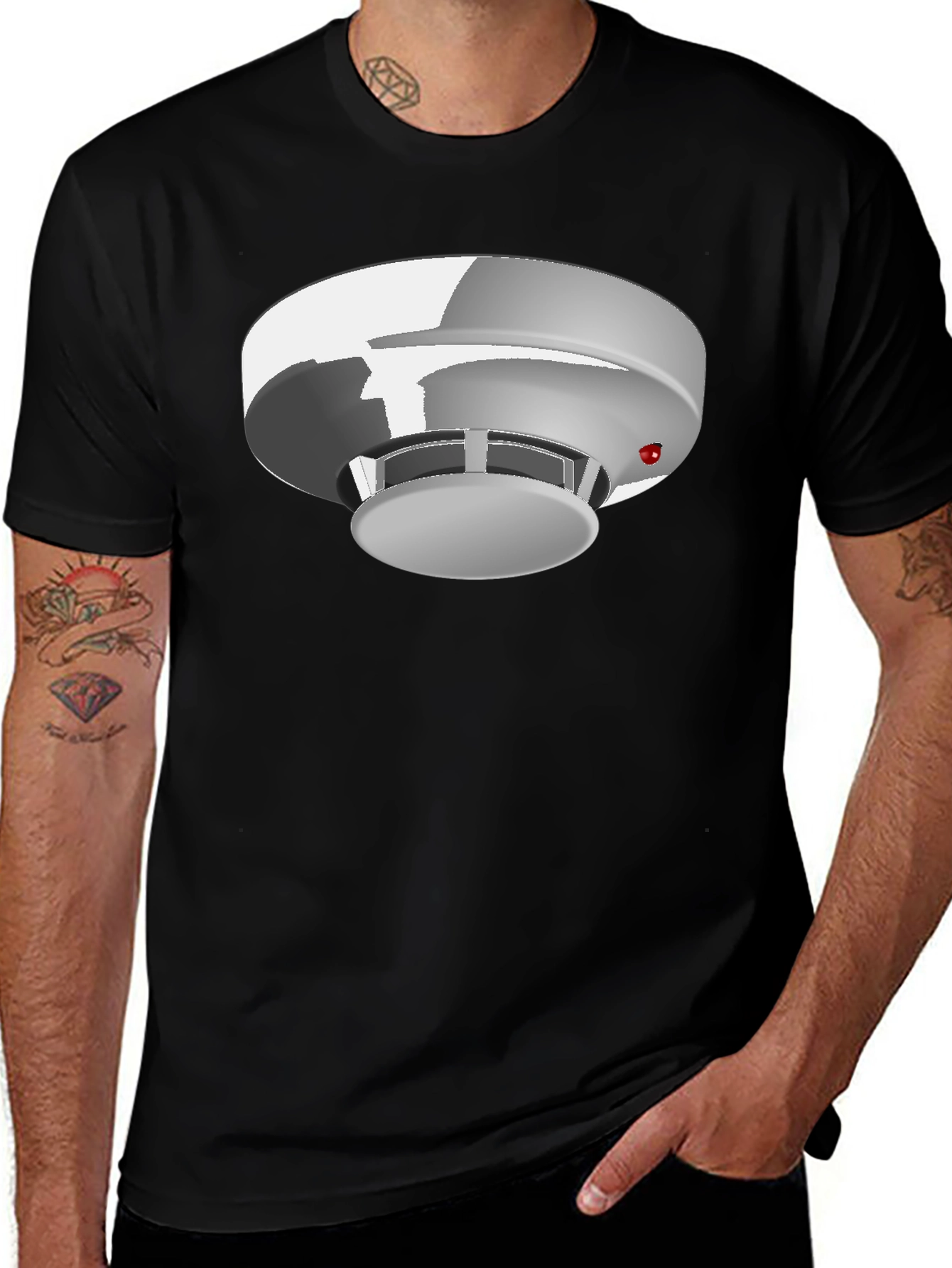 Smoke Detector Graphic Tee - Black Cotton Blend