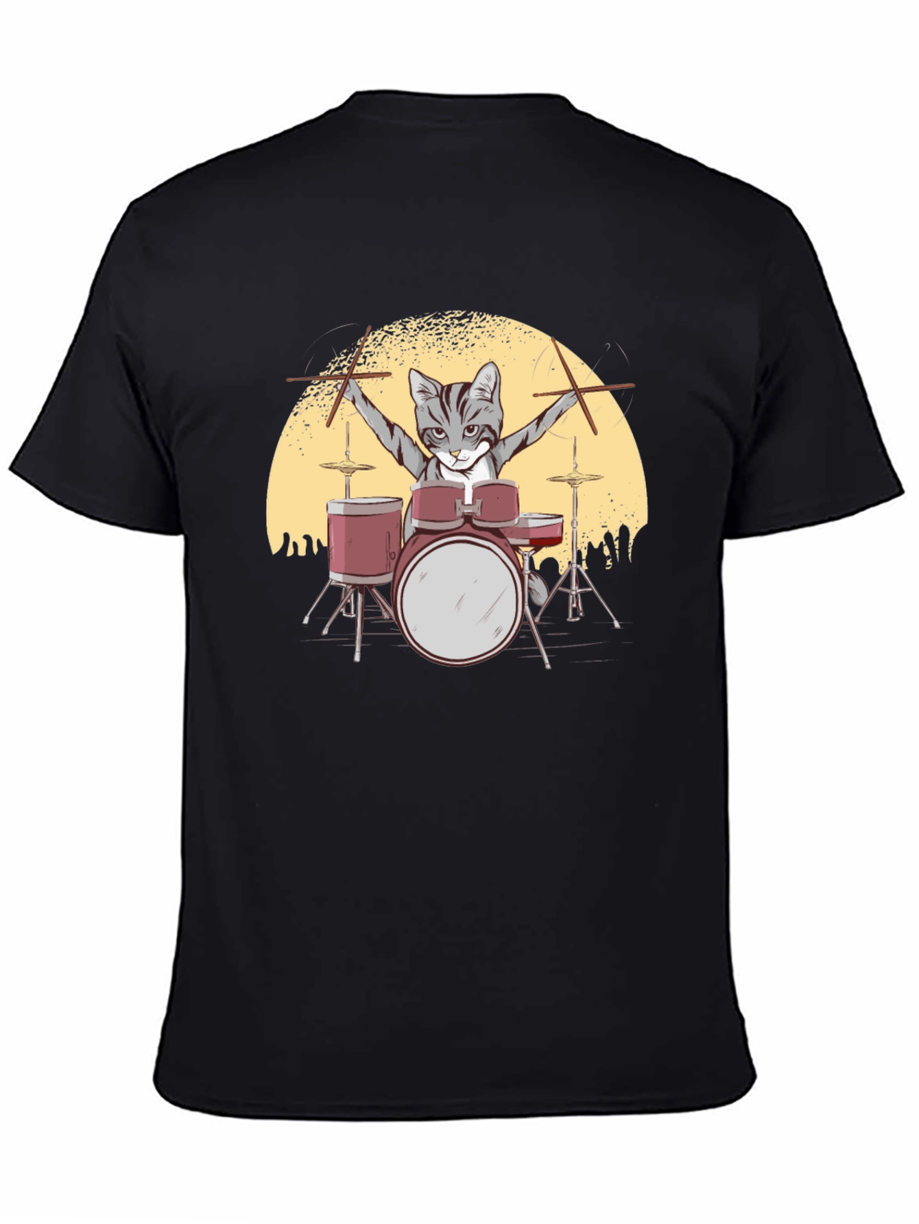 Cat Drummer T-Shirt - Rock Star Feline