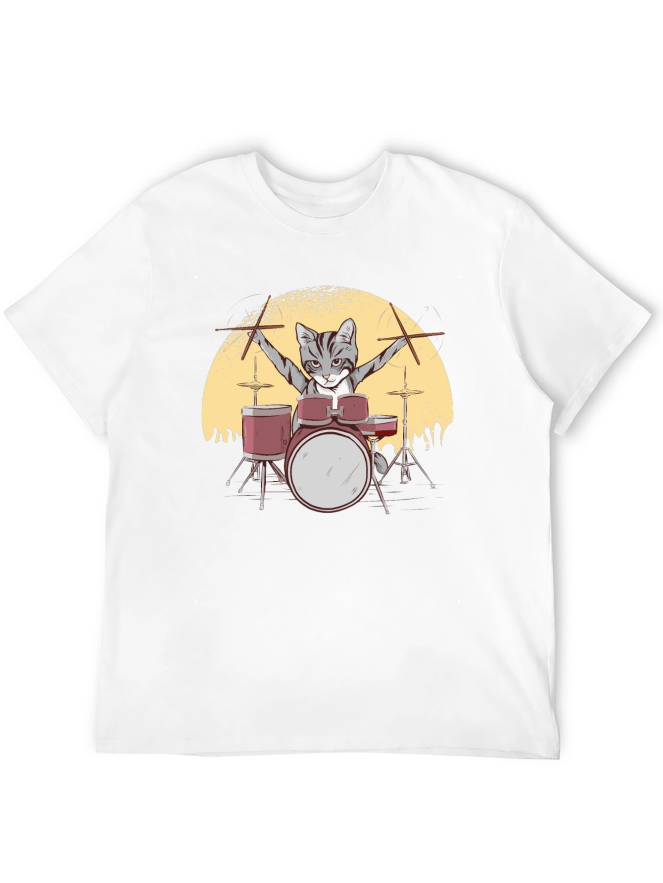 Cat Drummer T-Shirt - Rock Star Feline