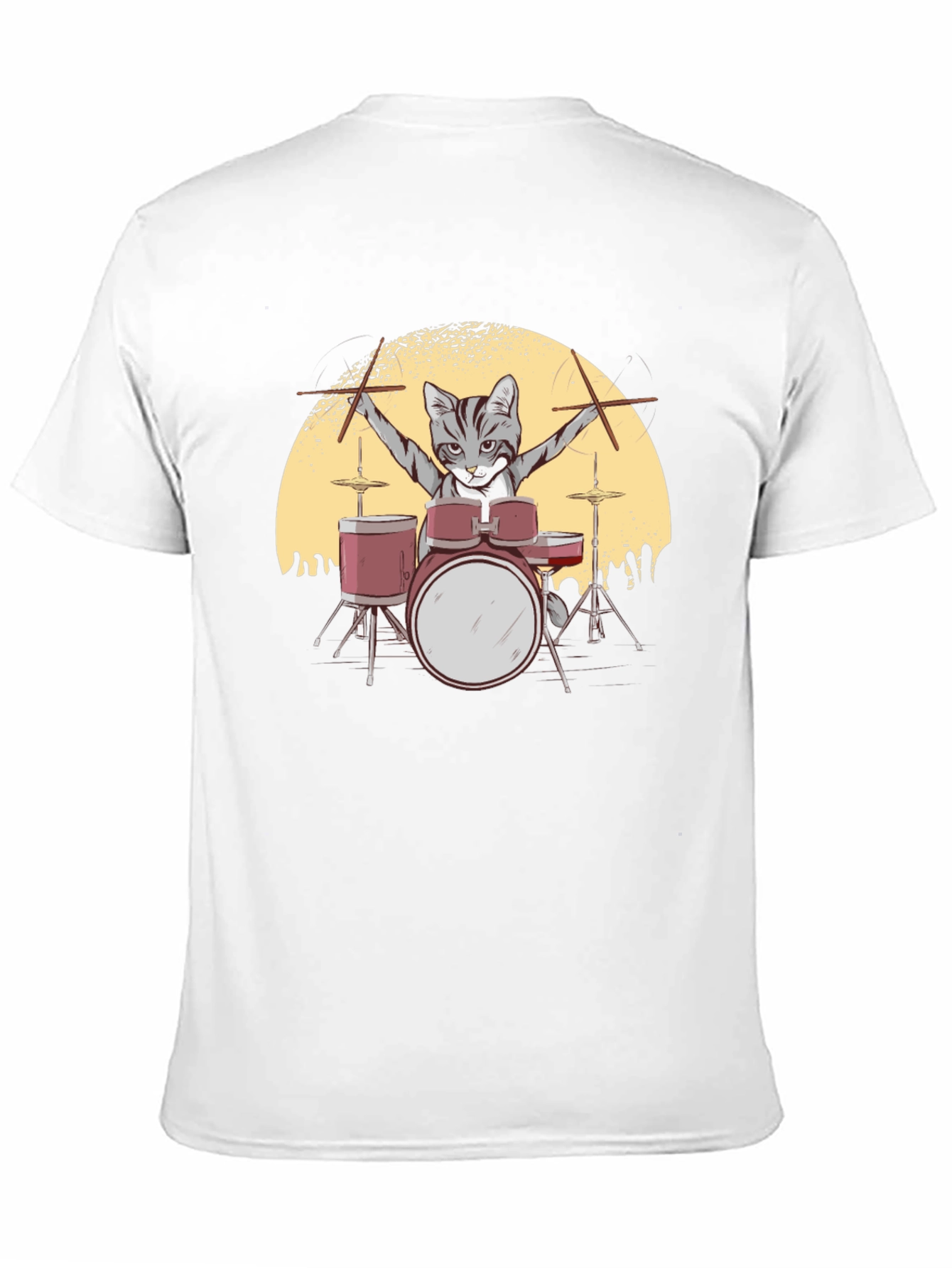 Cat Drummer T-Shirt - Rock Star Feline